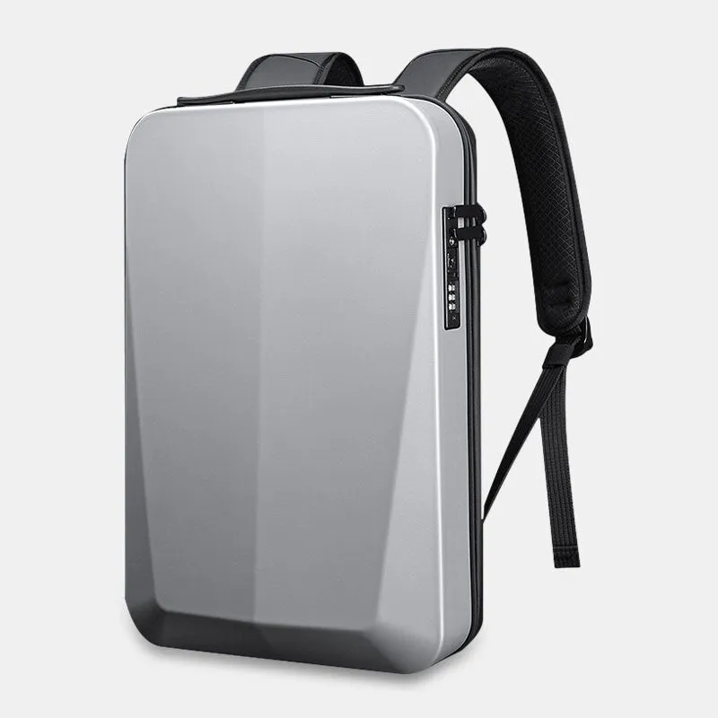 Men 15.6 inch Computer Bag Business Waterproof USB Charging Port Password Lock Anti-theft Plastic Hard Shell Large Capacity Backpack