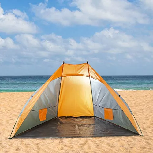 Milestone Camping 18879 Pop Up Beach Tent / UV50  Protection / Water Resistant / Portable Carry Bag Included / 2 Security Pockets / 115cm x 210cm x 115cm