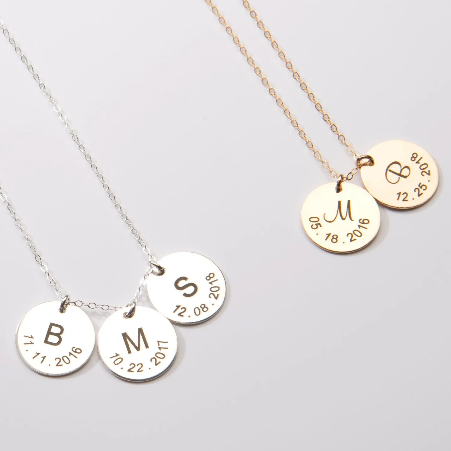 Mommy Necklace - Personalized Custom Engraved Initial and Date- CG337N_0.625. Starts at