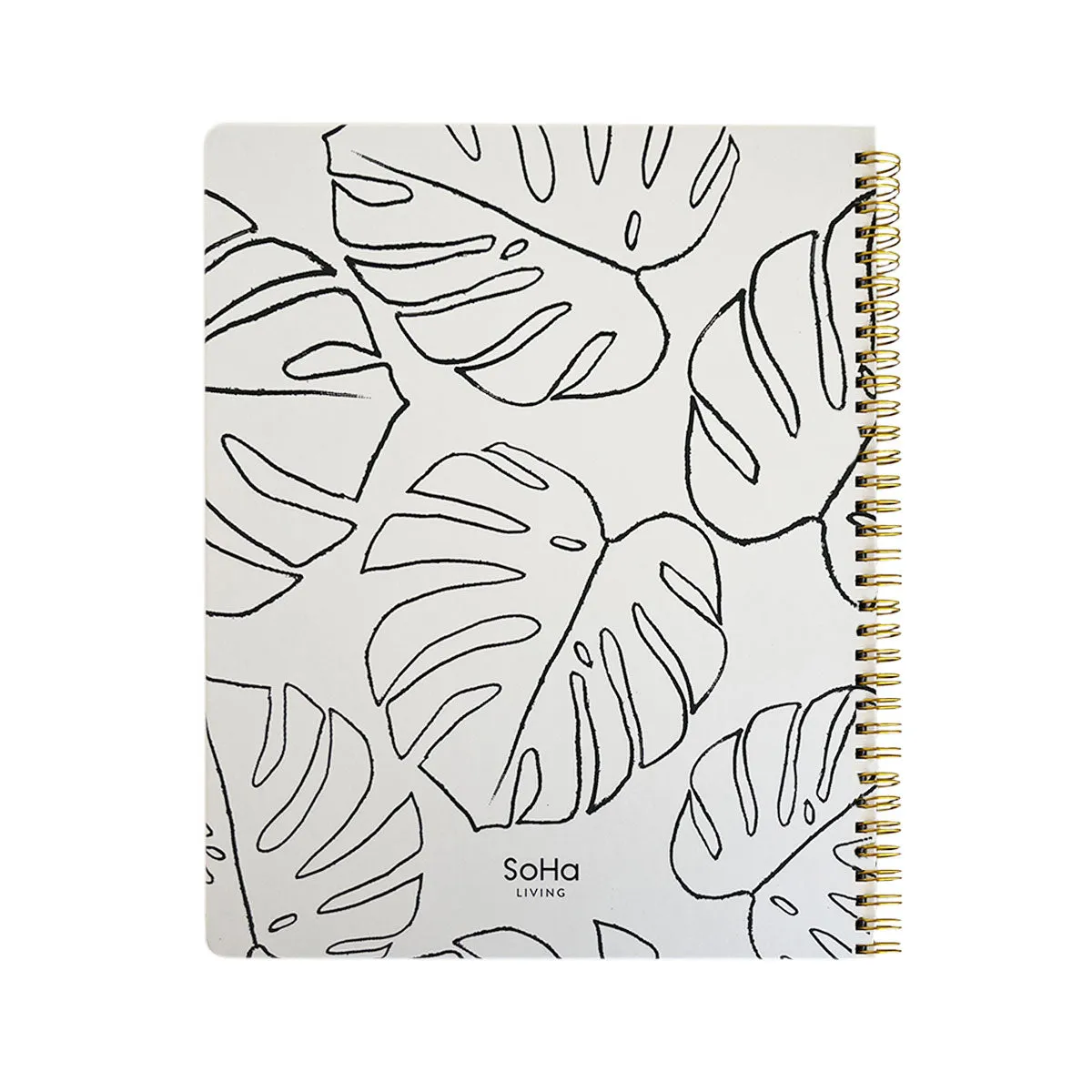 Monstera Outline Pattern Spiral Notebook