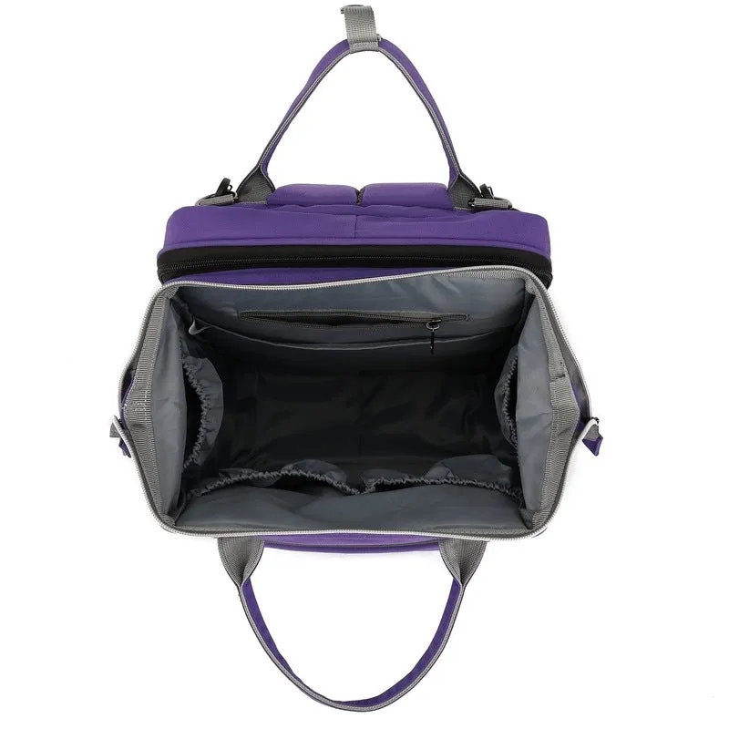 Multifunctional Diaper Bag - Large Capacity, Expandable, Insulated | Free Stroller Straps | 25L | Purple