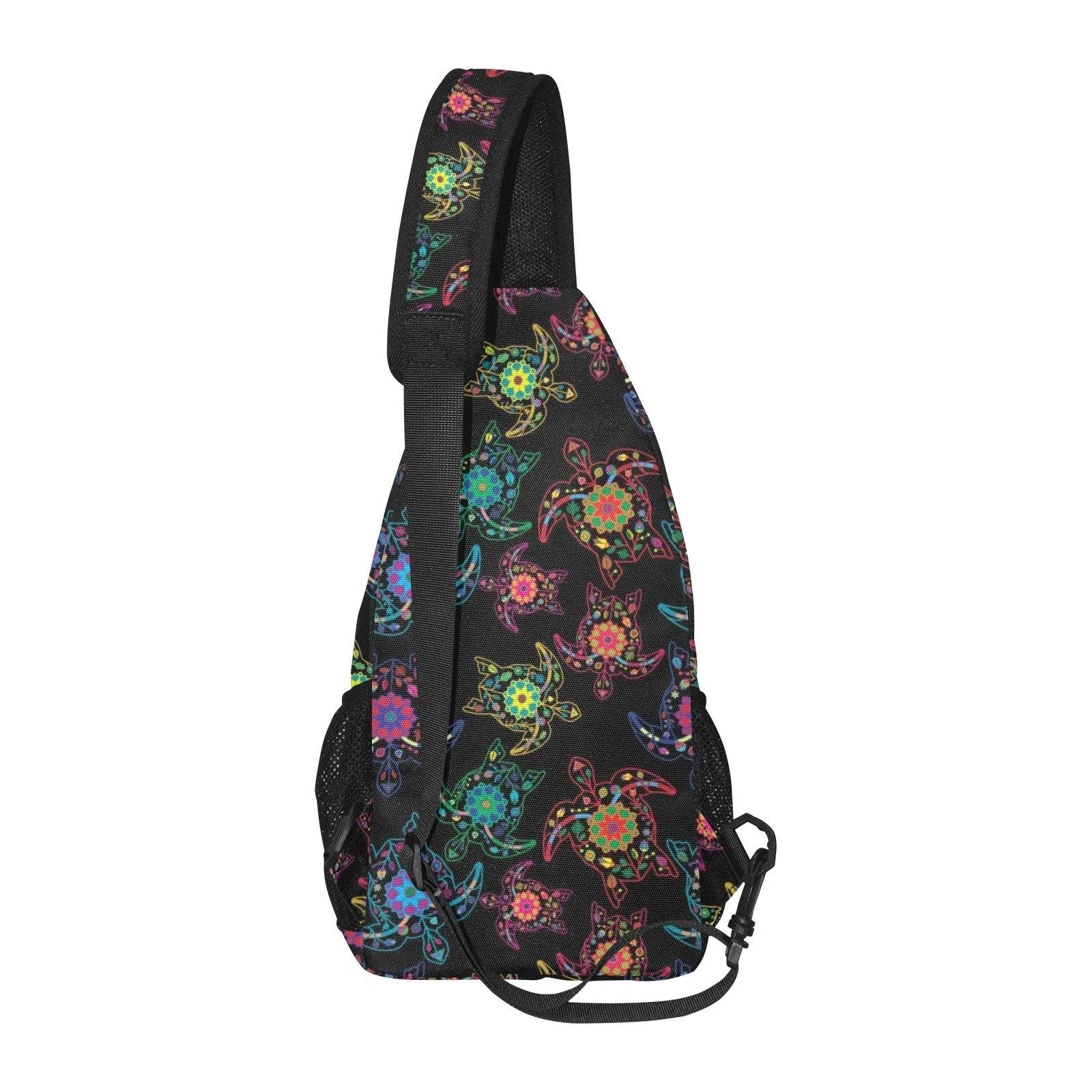 Neon Floral Turtles Chest Bag