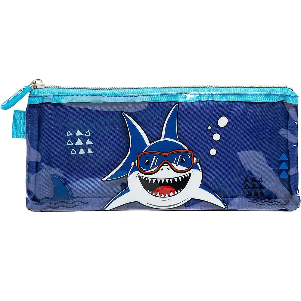 (NET) Shark Backpack Preschool Backpack With Lunch Bag And Pencil Case For Boys / 131015-3