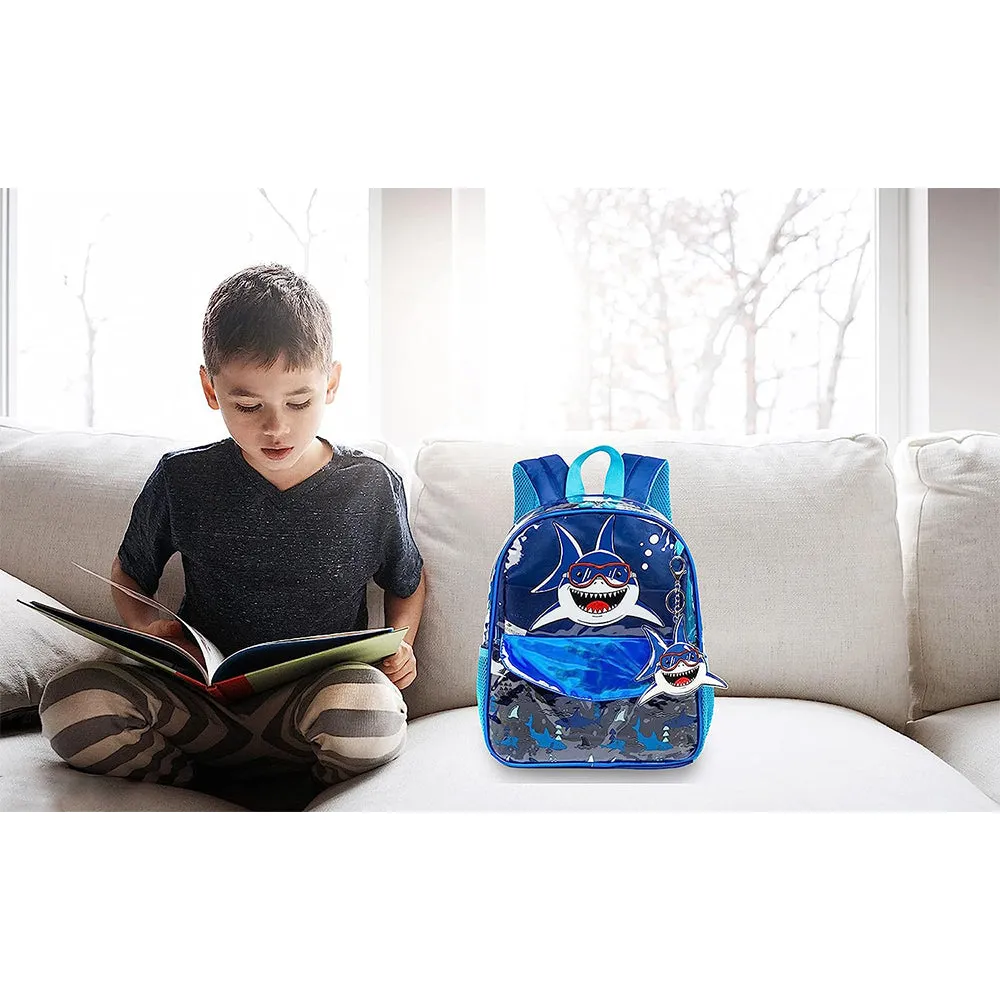 (NET) Shark Backpack Preschool Backpack With Lunch Bag And Pencil Case For Boys / 131015-3