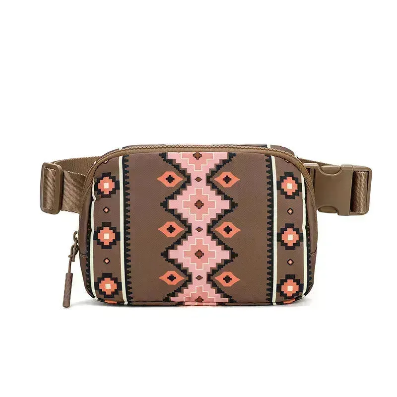 New Bohemian Print Waist Bag With Adjustable Shoulder Strap Fashion Casual Outdoor Running Crossbody Waist  Bag For Women