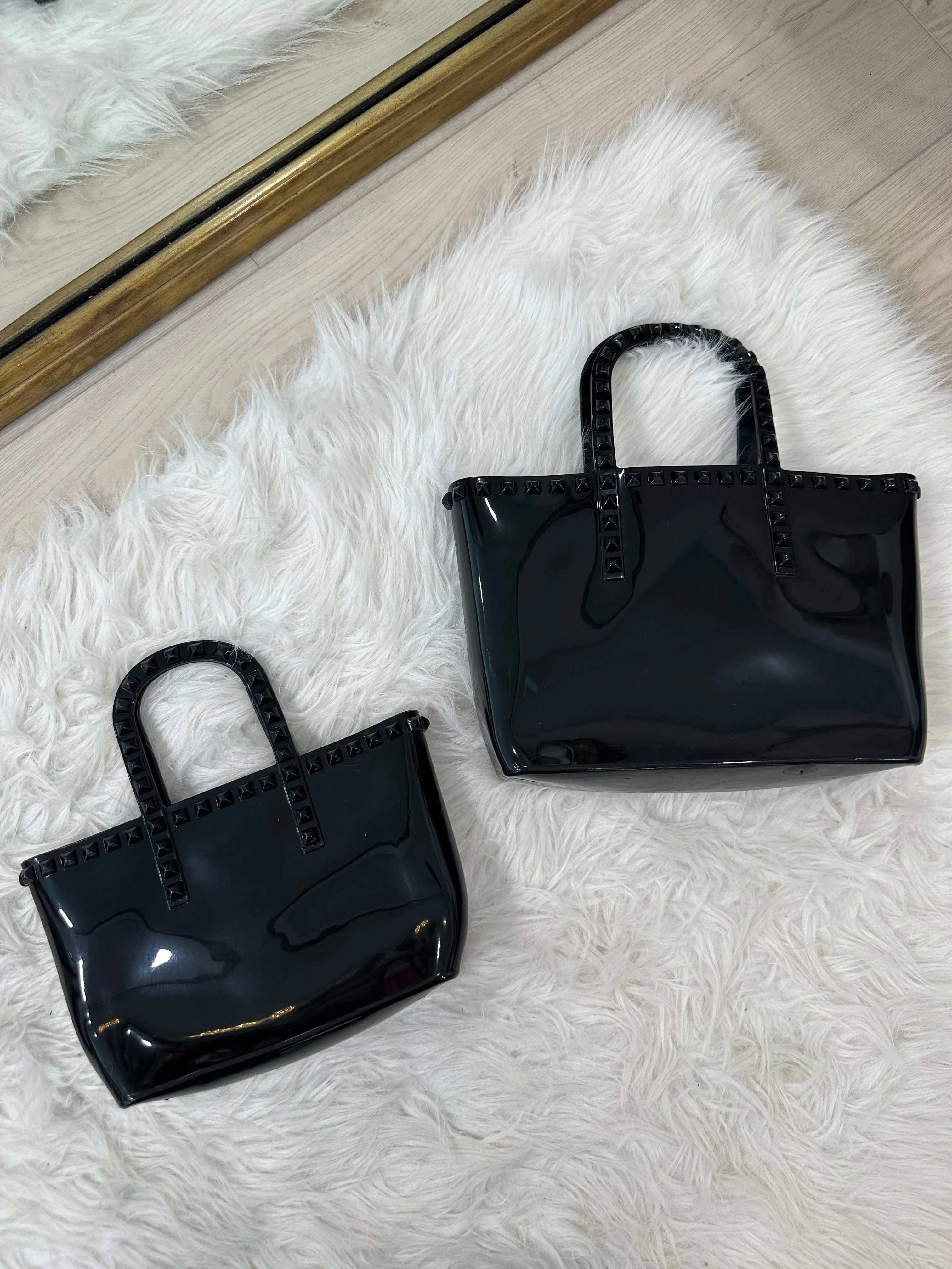 NEW!! Rockstud PVC Resort Bound Tote in Black