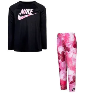 NIKE TIE-DYE DRI-FIT L/S TOP & LEGGINGS SET_ PRESCHOOL GIRLS