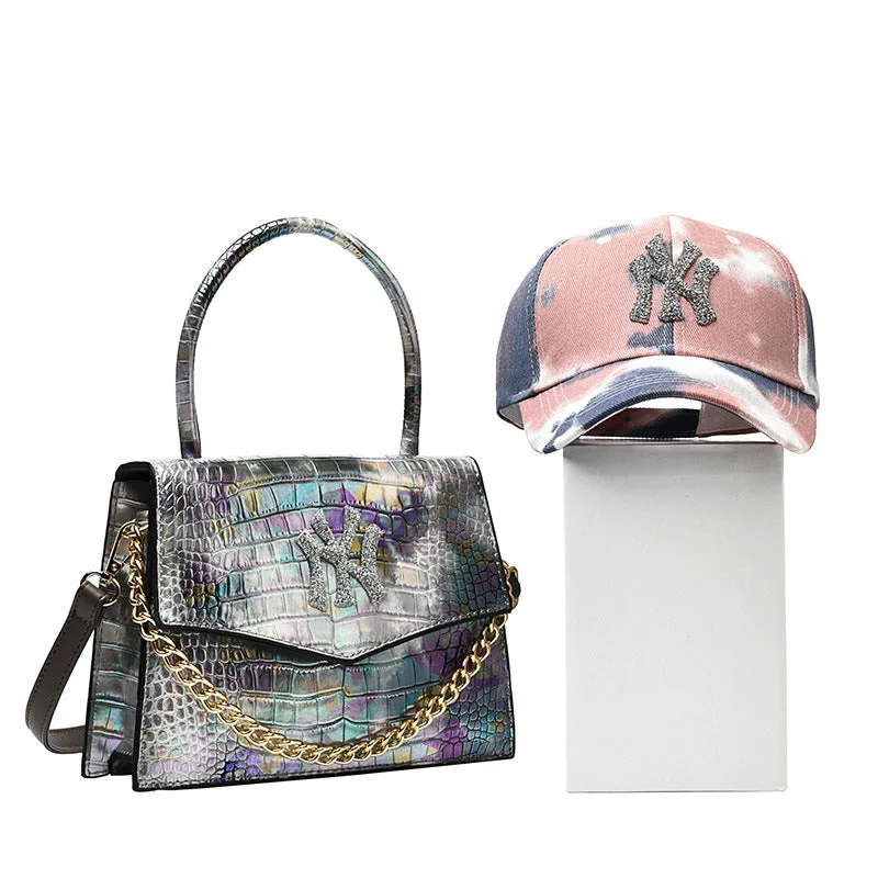 NY luxury rhinestone tie dye purse and hat set