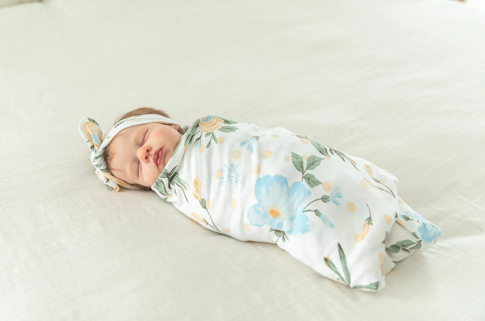 Olive Green Robe & Hadley Newborn Swaddle Blanket Set