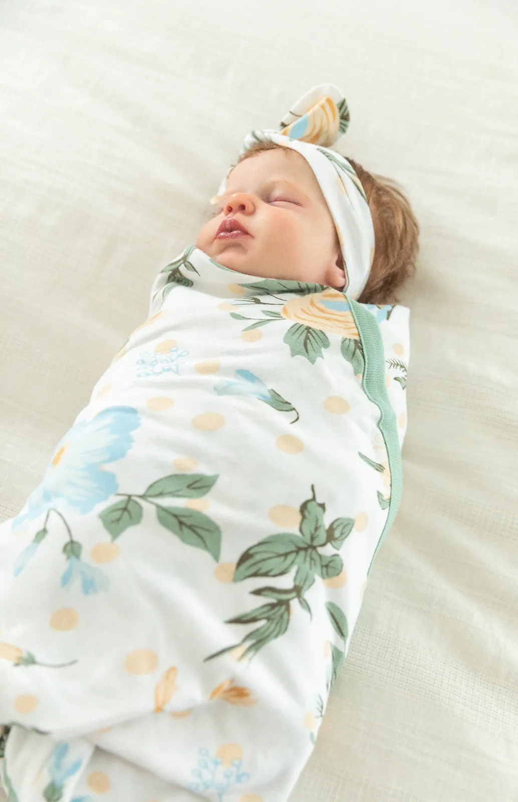 Olive Green Robe & Hadley Newborn Swaddle Blanket Set