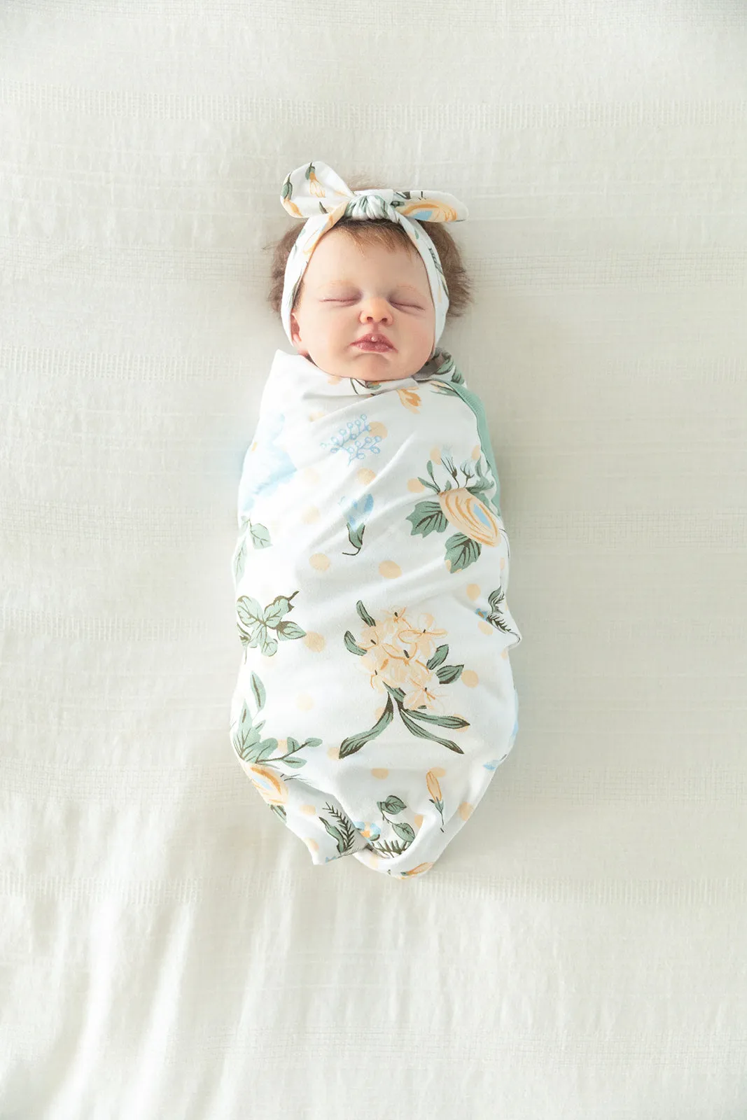 Olive Green Robe & Hadley Newborn Swaddle Blanket Set