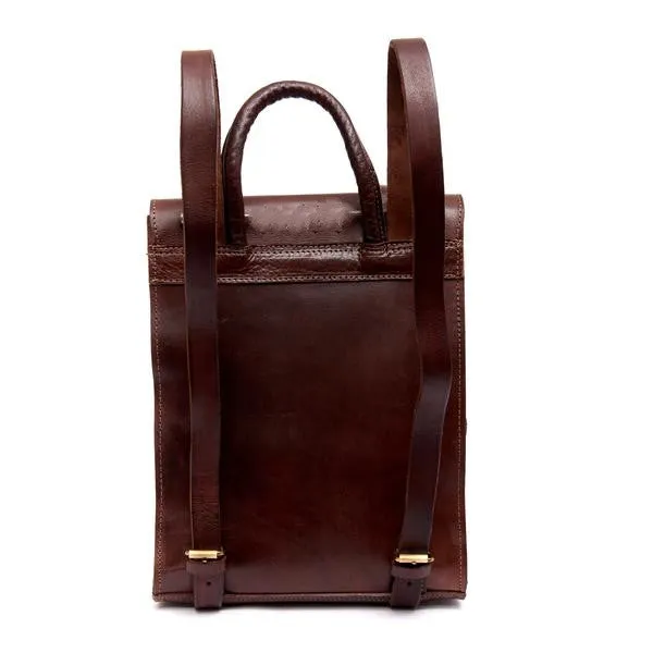 Paris Leather Slim Backpack - Brown