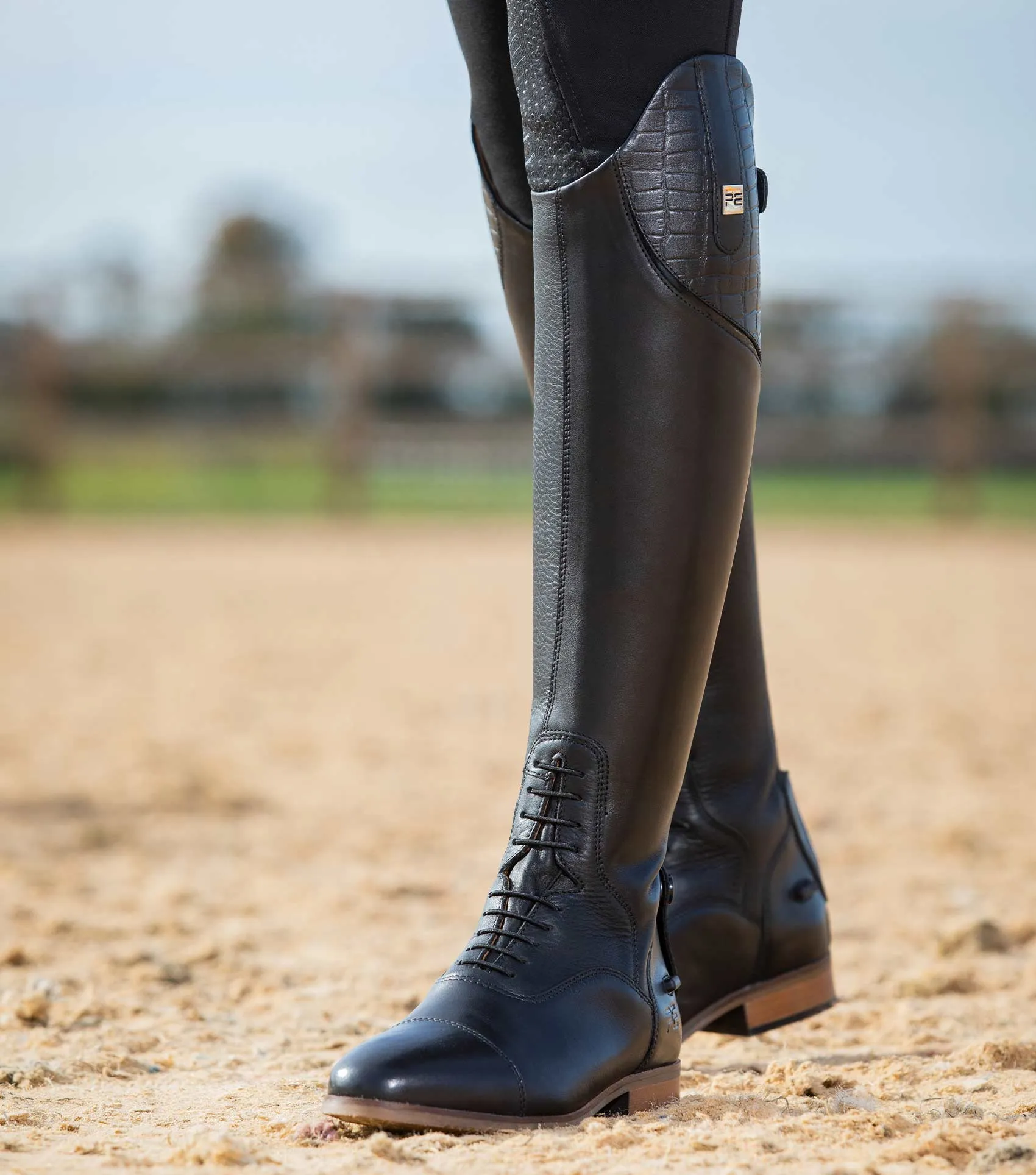 Passaggio Ladies Leather Field Tall Riding Boot Black (Wide Calf)