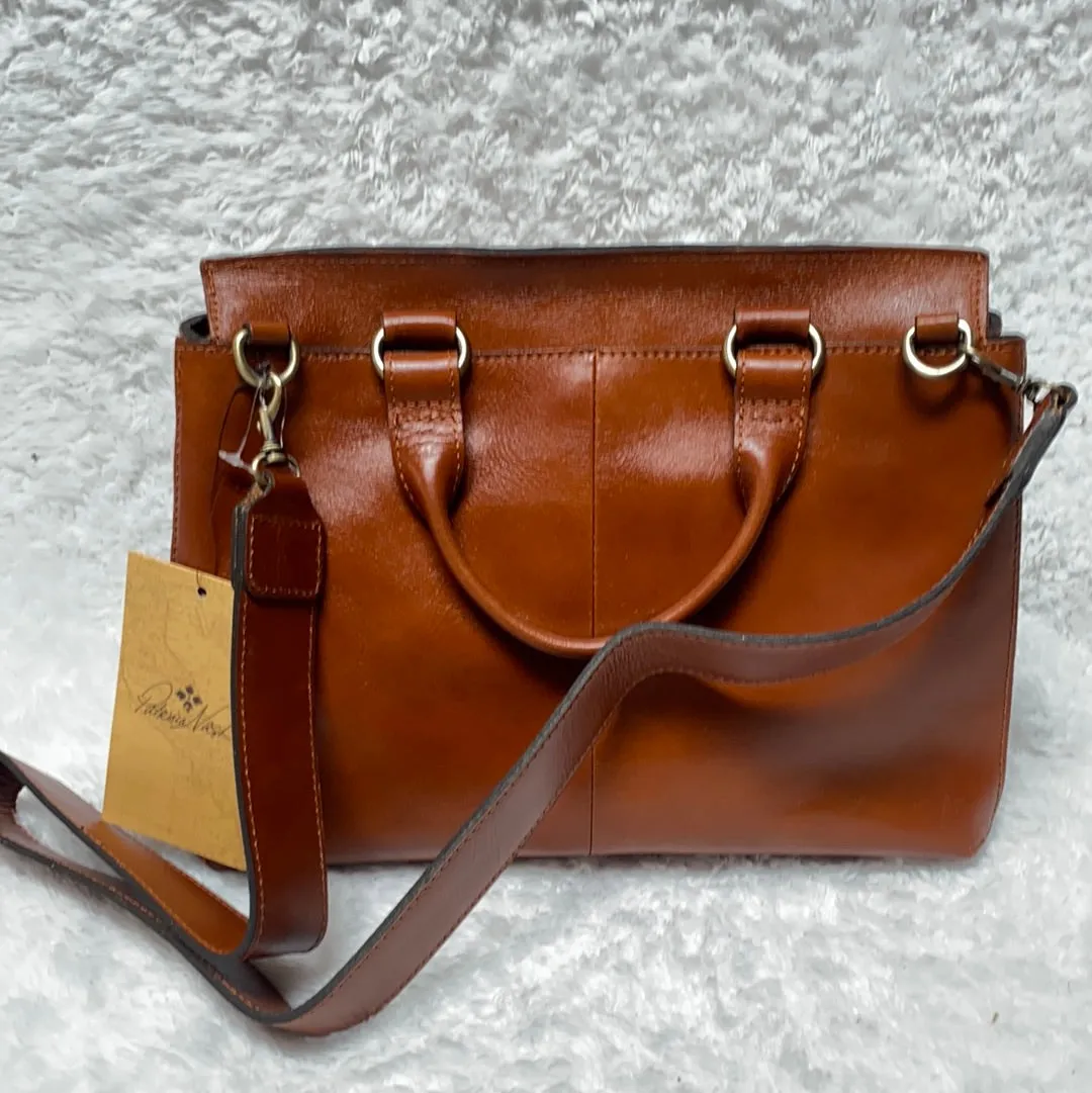 Patricia Nash Mollia Leather Top Handle Satchel, Tan