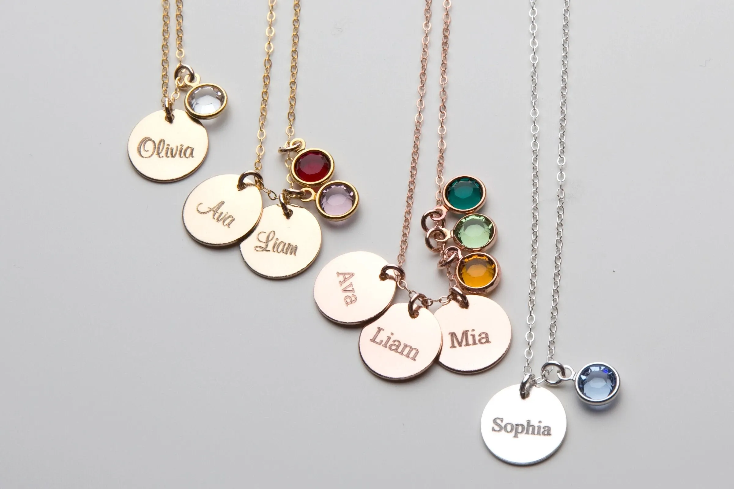 Personalized Birthstone Jewelry Mommy Necklace - CG423N_0.5. Starts at