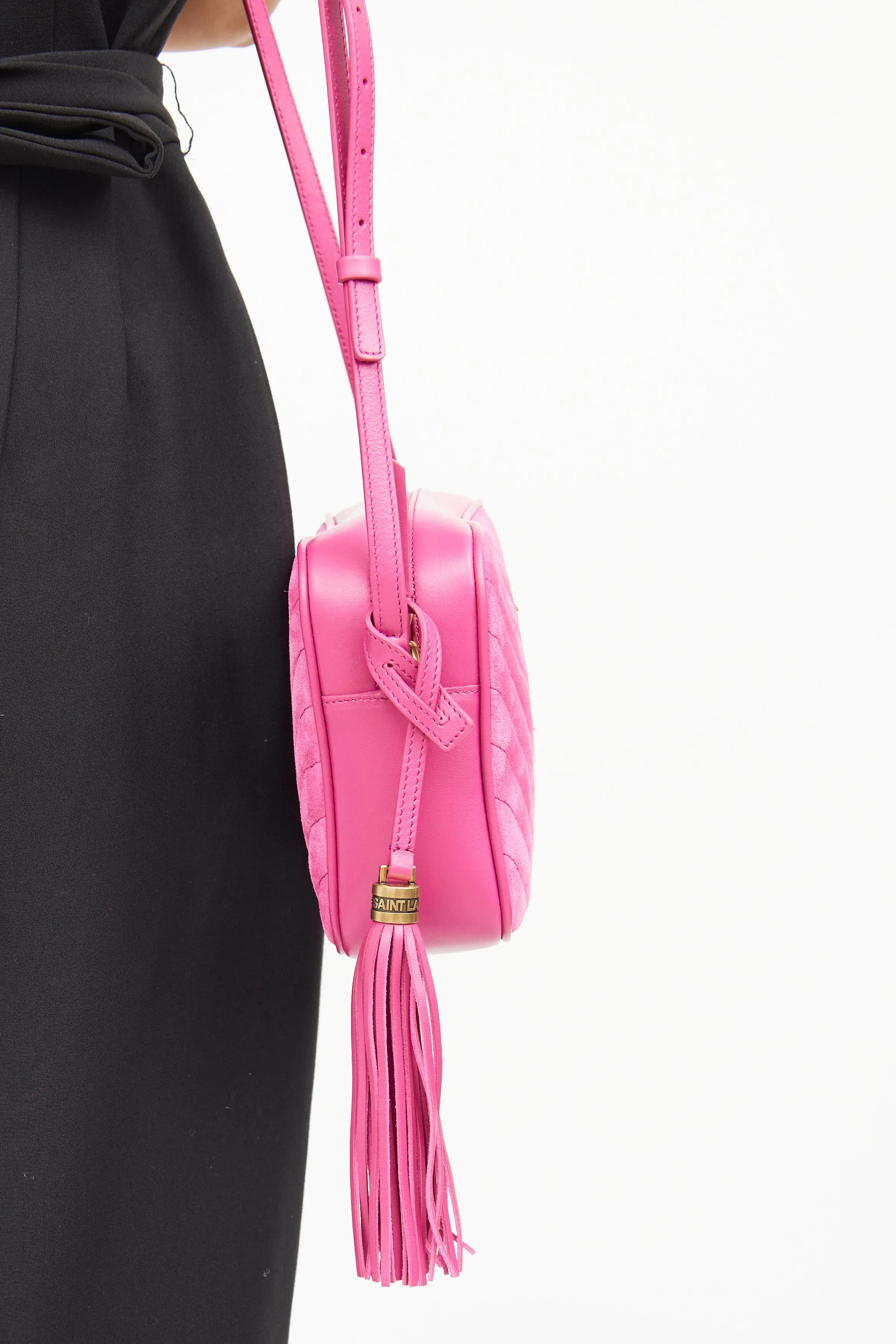 Pink Suede Lou Camera Bag