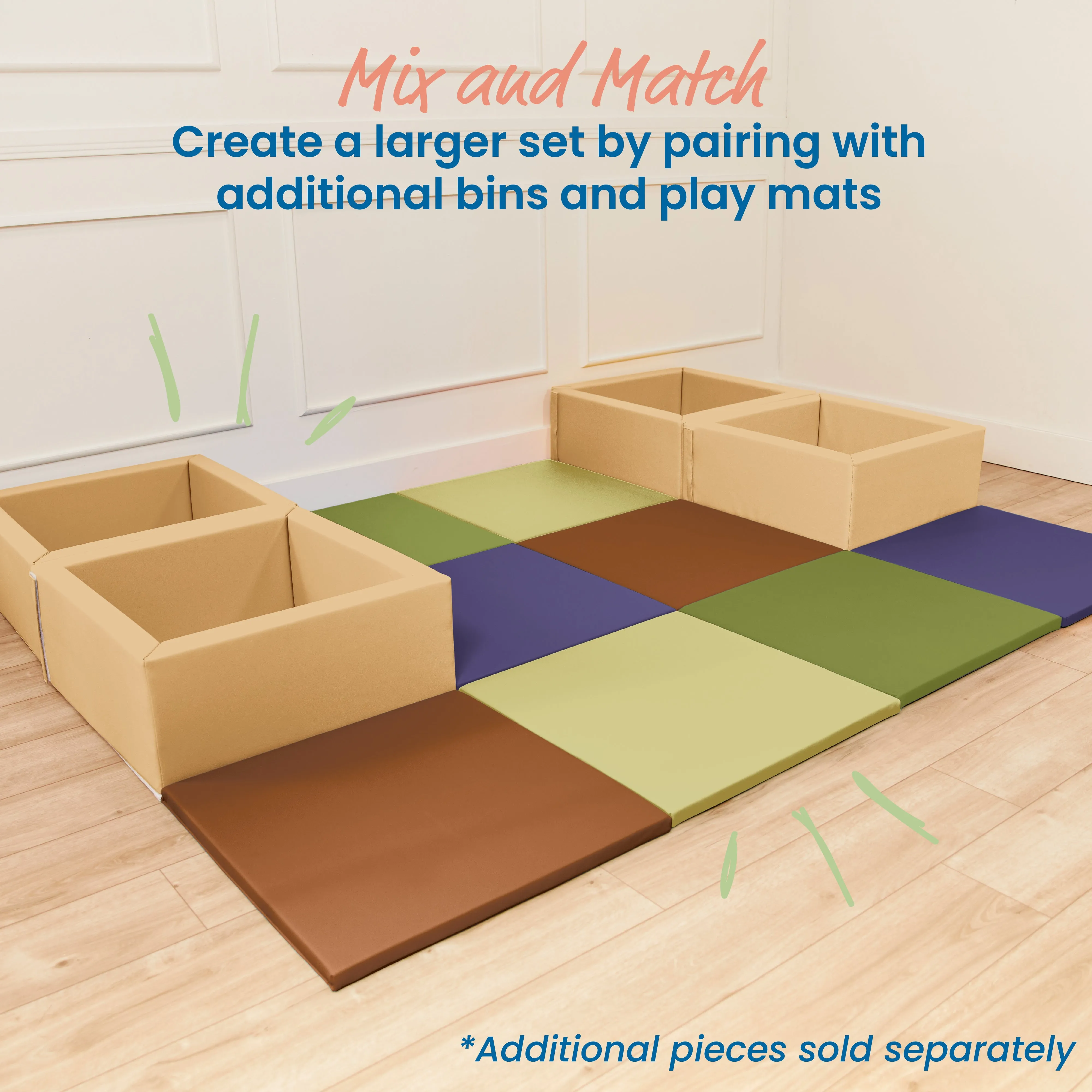 Play Patch Activity Mat and Toy Bins, Beginner Playset, 6-Piece