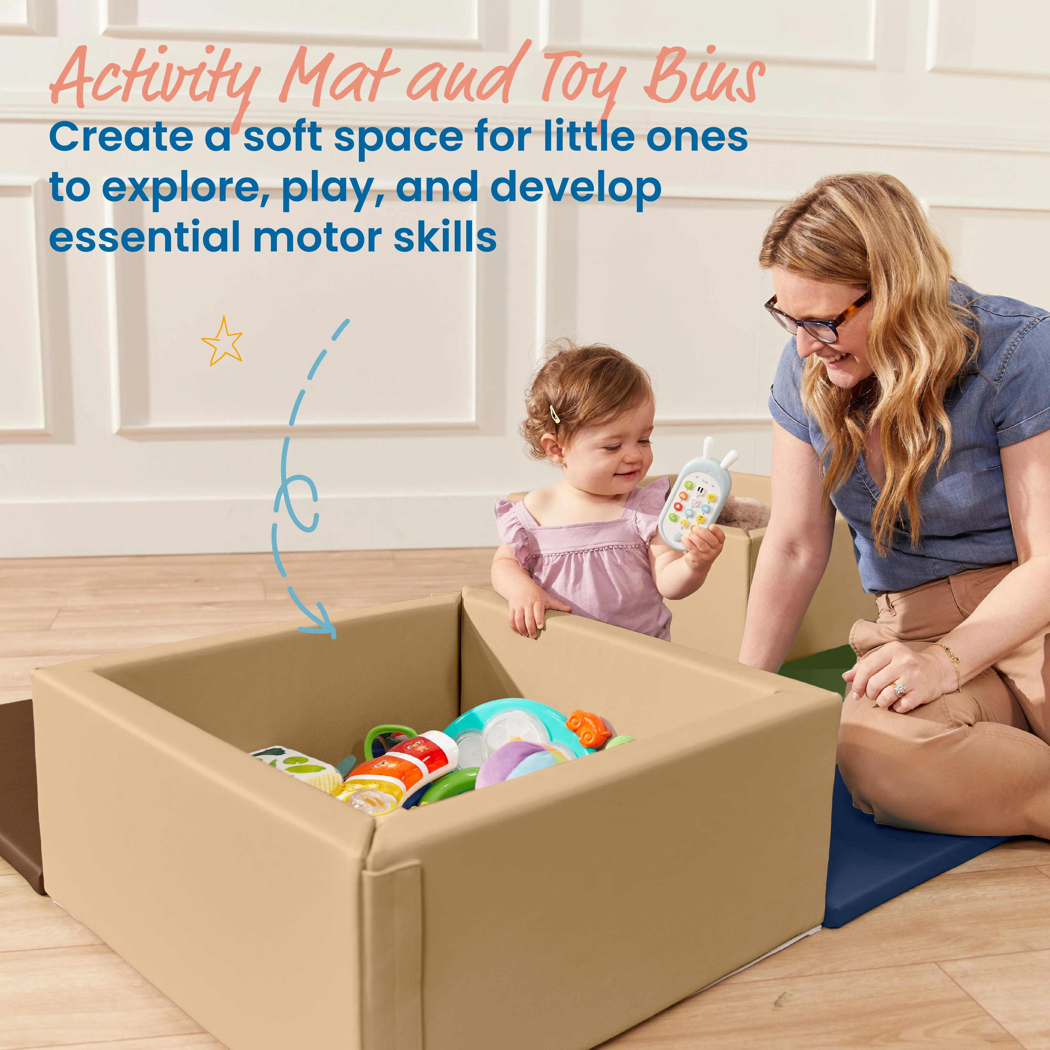 Play Patch Activity Mat and Toy Bins, Beginner Playset, 6-Piece