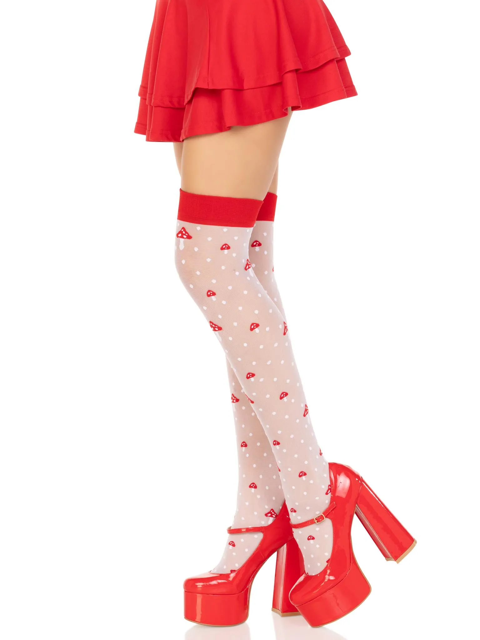 Polka Dot Mushroom Thigh High