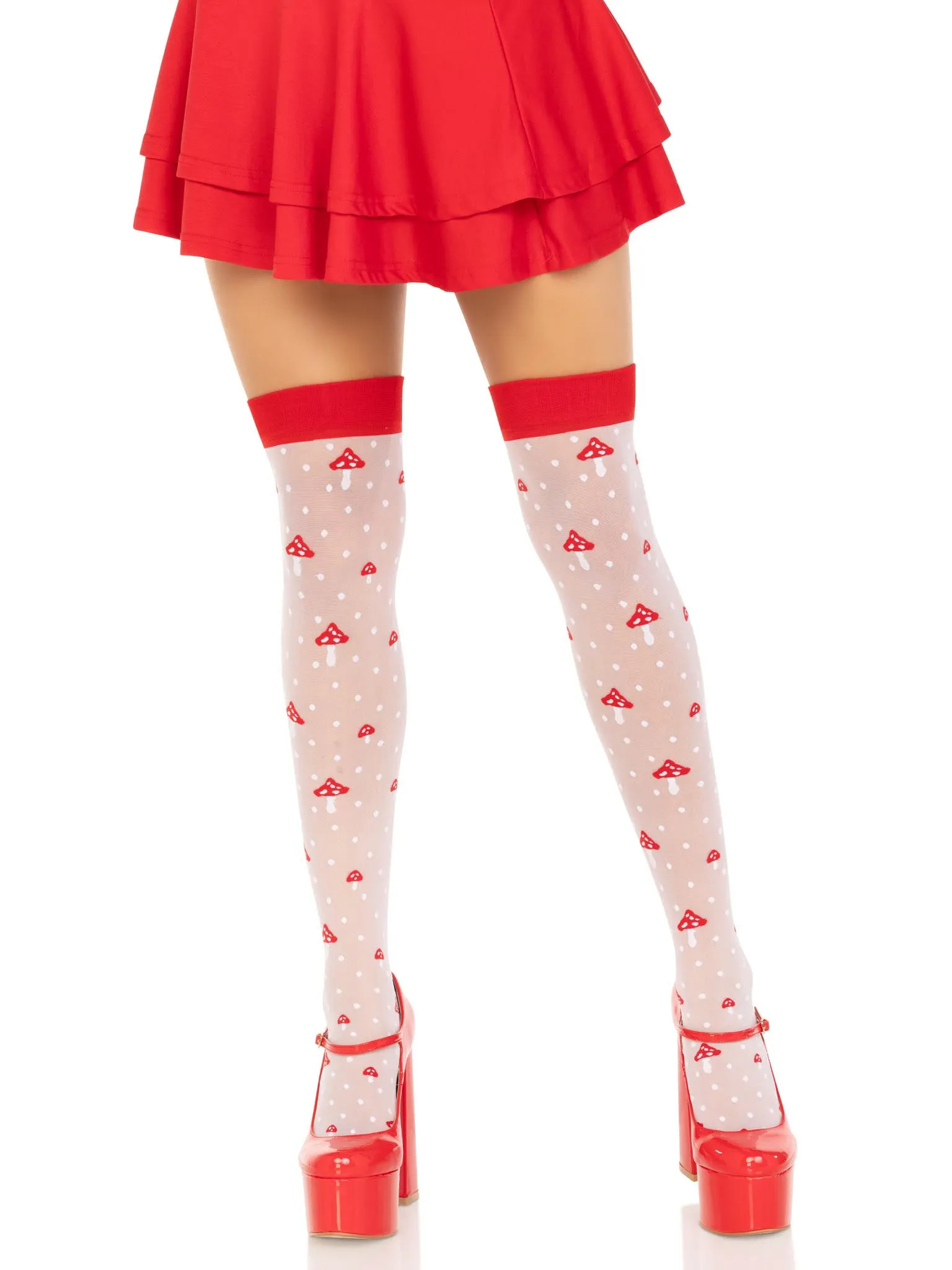 Polka Dot Mushroom Thigh High