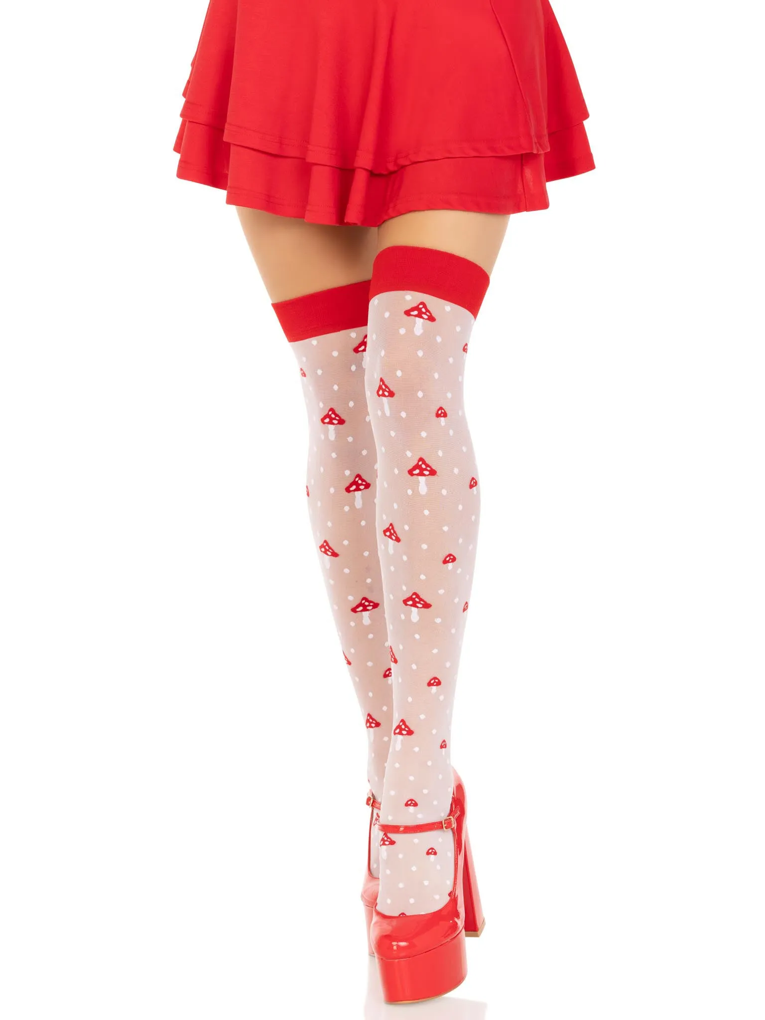 Polka Dot Mushroom Thigh High