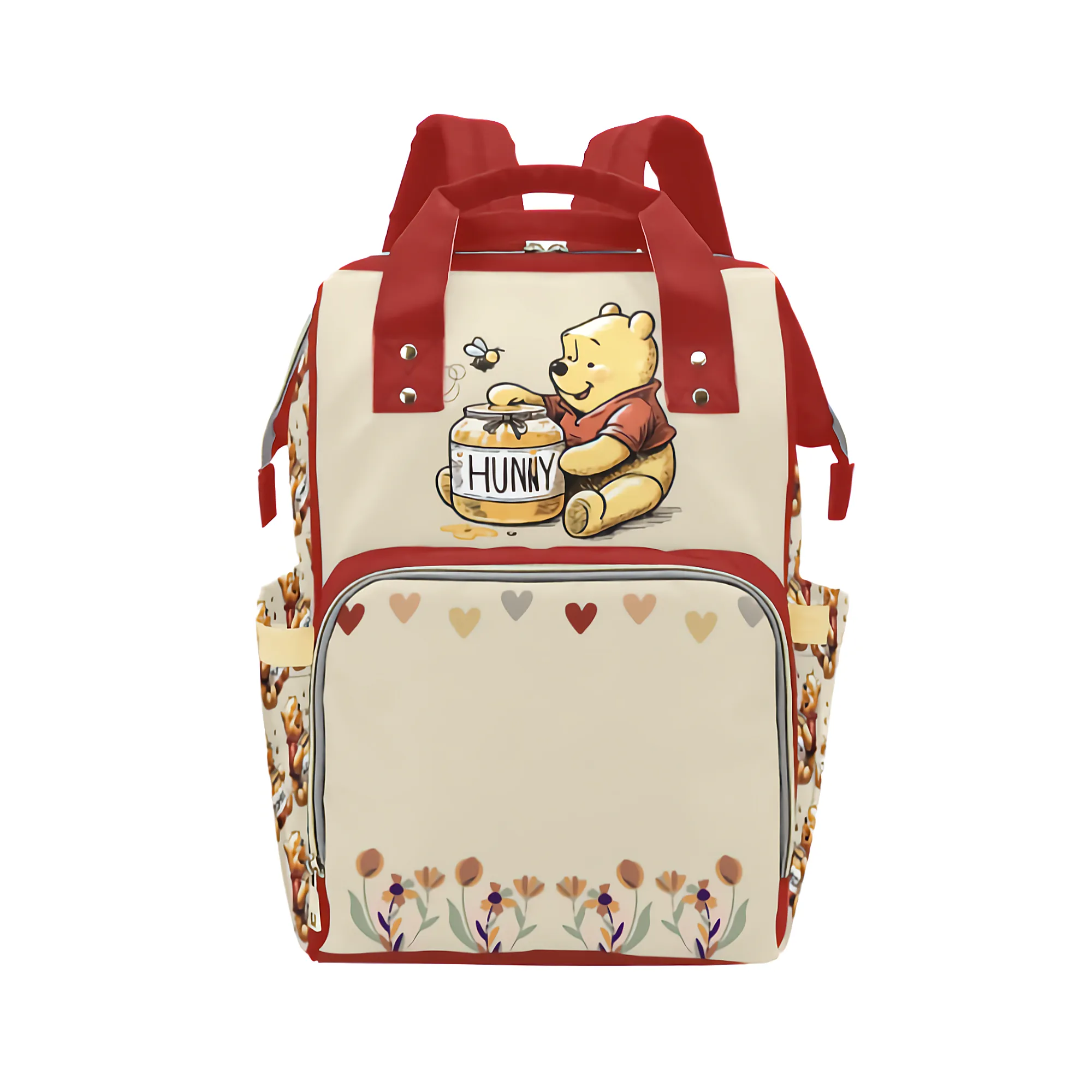 Pooh Bear and Tigger Red and Tan Diaper Bag Backpack Multi-Function Backpack