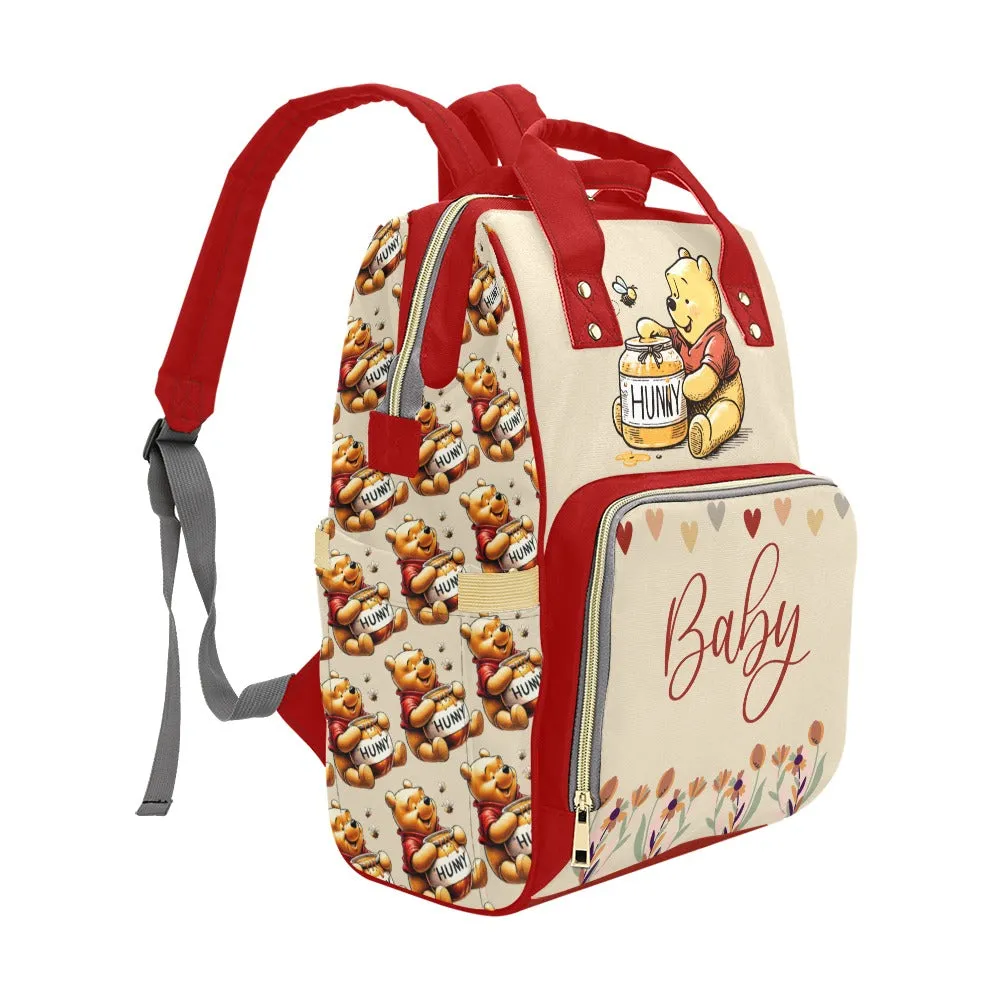 Pooh Bear and Tigger Red and Tan Diaper Bag Backpack Multi-Function Backpack