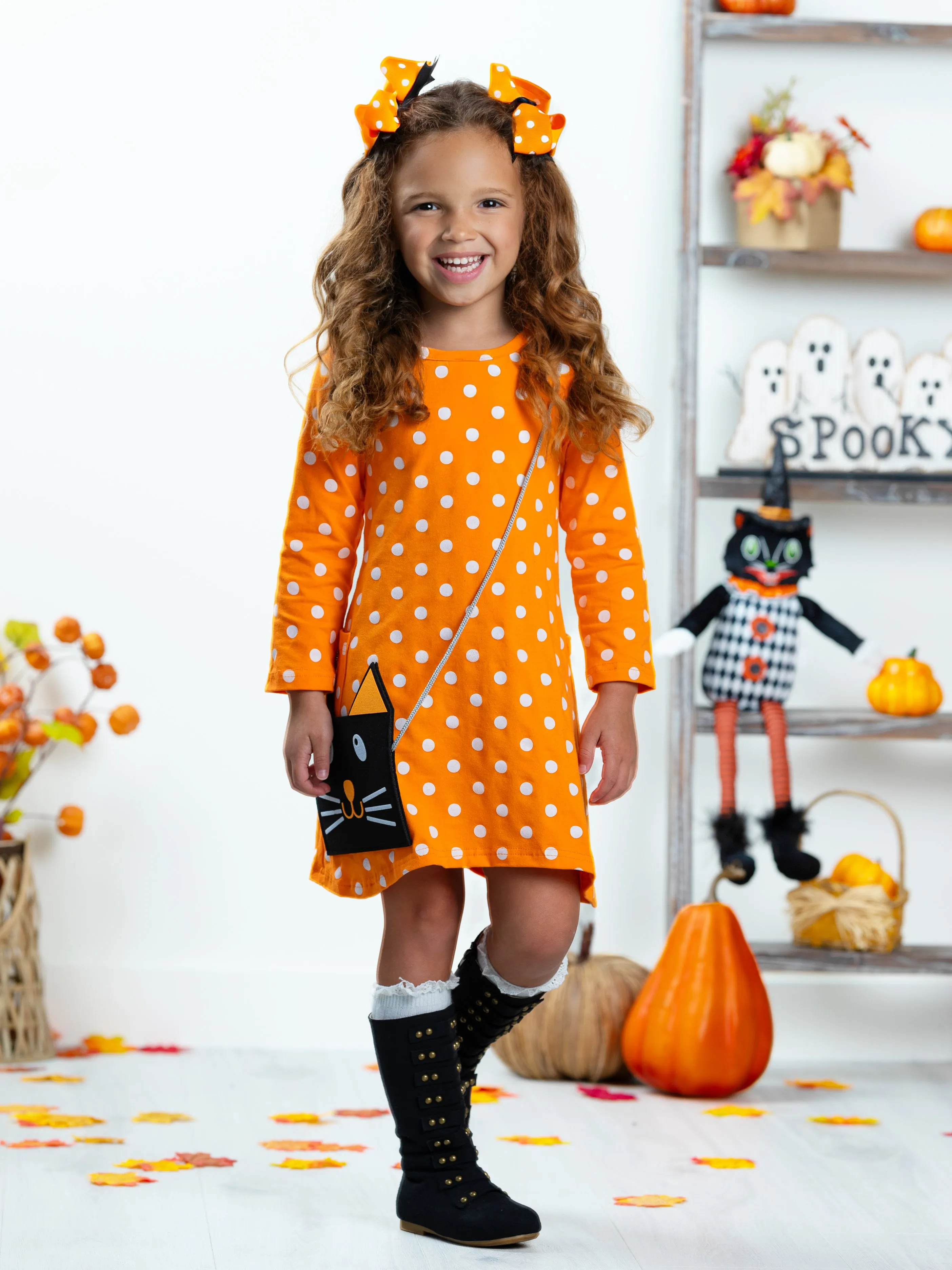 Precious Polka Dot Pocket Dress and Purse Set