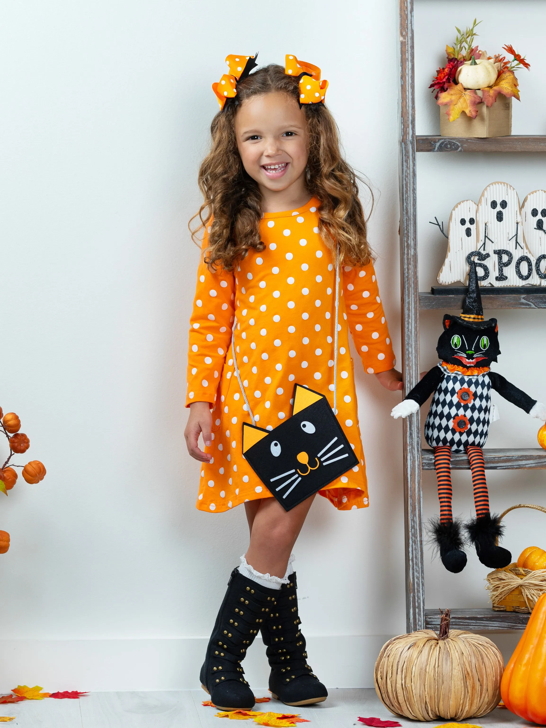 Precious Polka Dot Pocket Dress and Purse Set