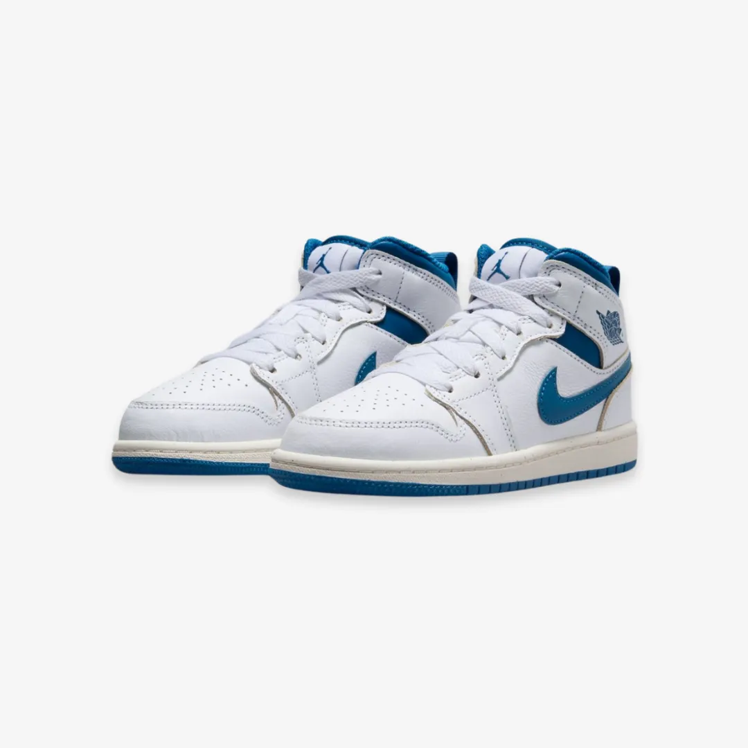 preschool jordan 1 mid se (white/industrial blue)