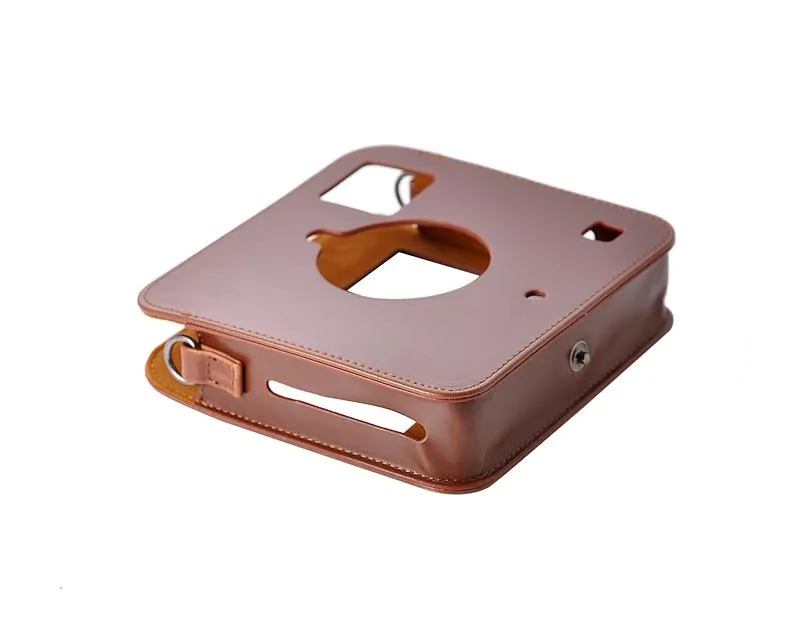 PU Leather Case for Polaroid Socialmatic Instant Digital Camera-Brown