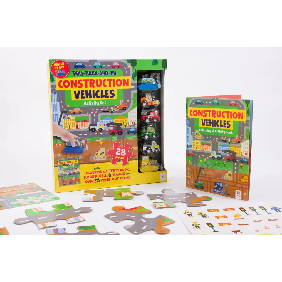 Pull-Back-And-Go Jigsaw: Construction Vehicles