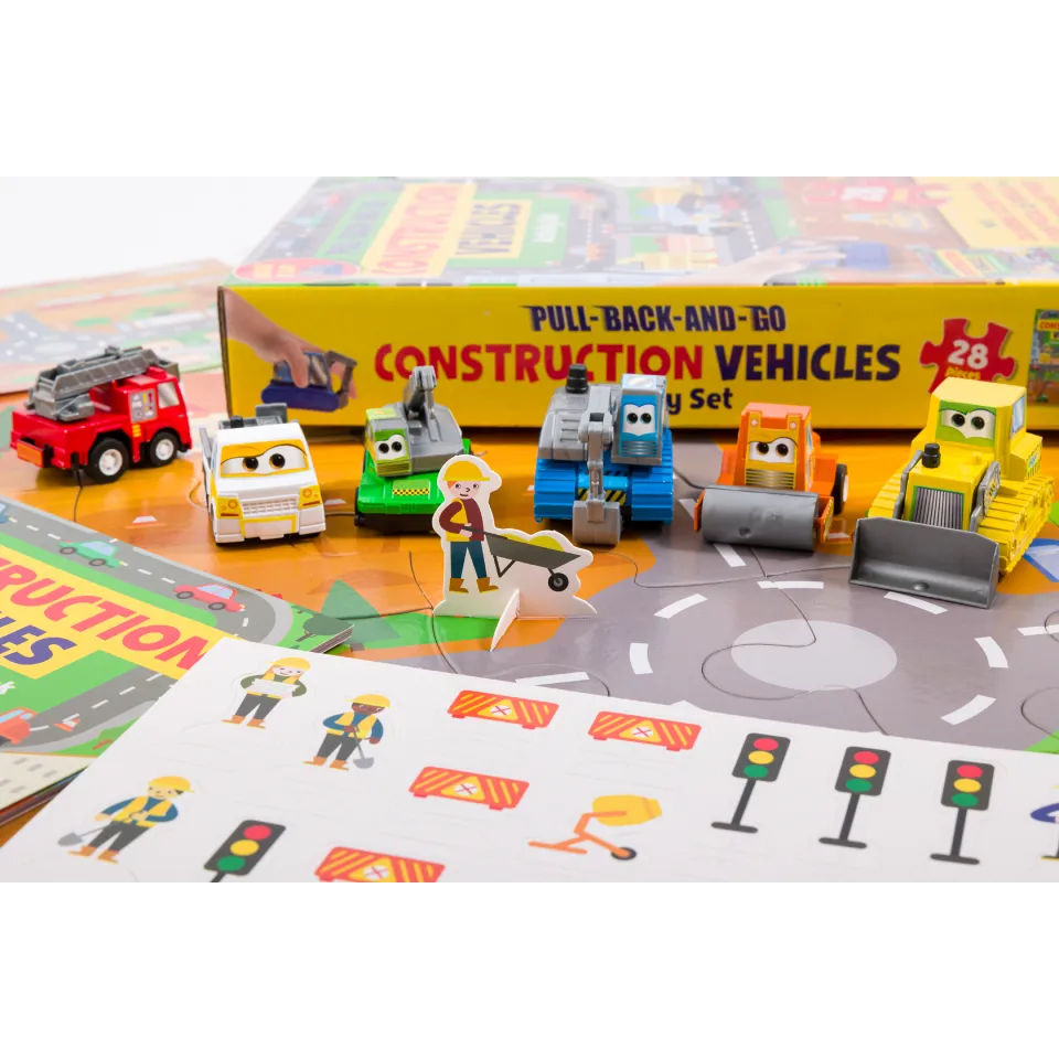 Pull-Back-And-Go Jigsaw: Construction Vehicles