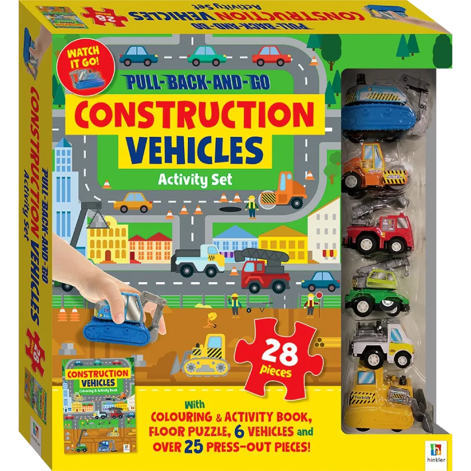 Pull-Back-And-Go Jigsaw: Construction Vehicles