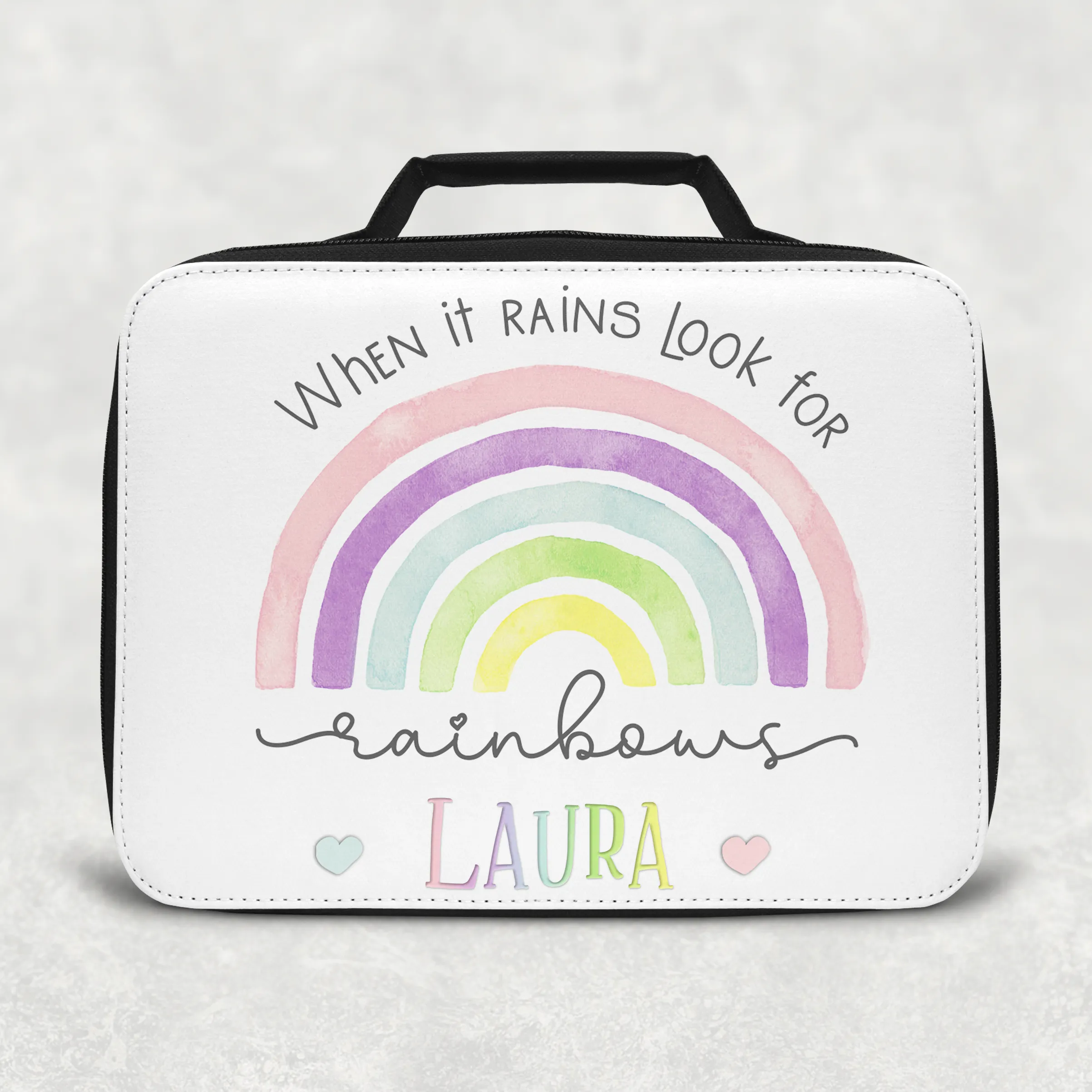 Rainbow Pastel/Blue Personalised Insulated Lunch Bag