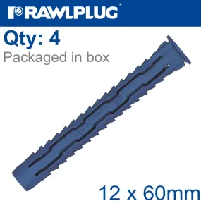 RAWLPLUG UNIVERSAL NYL PLUG WITH SCREWS 12X60MM X4 -BAG RAW R-S1-4ALL-12-80-4