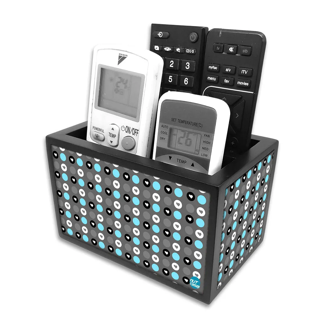 Remote Control Stand Holder Organizer For TV / AC Remotes -  Polka Dots