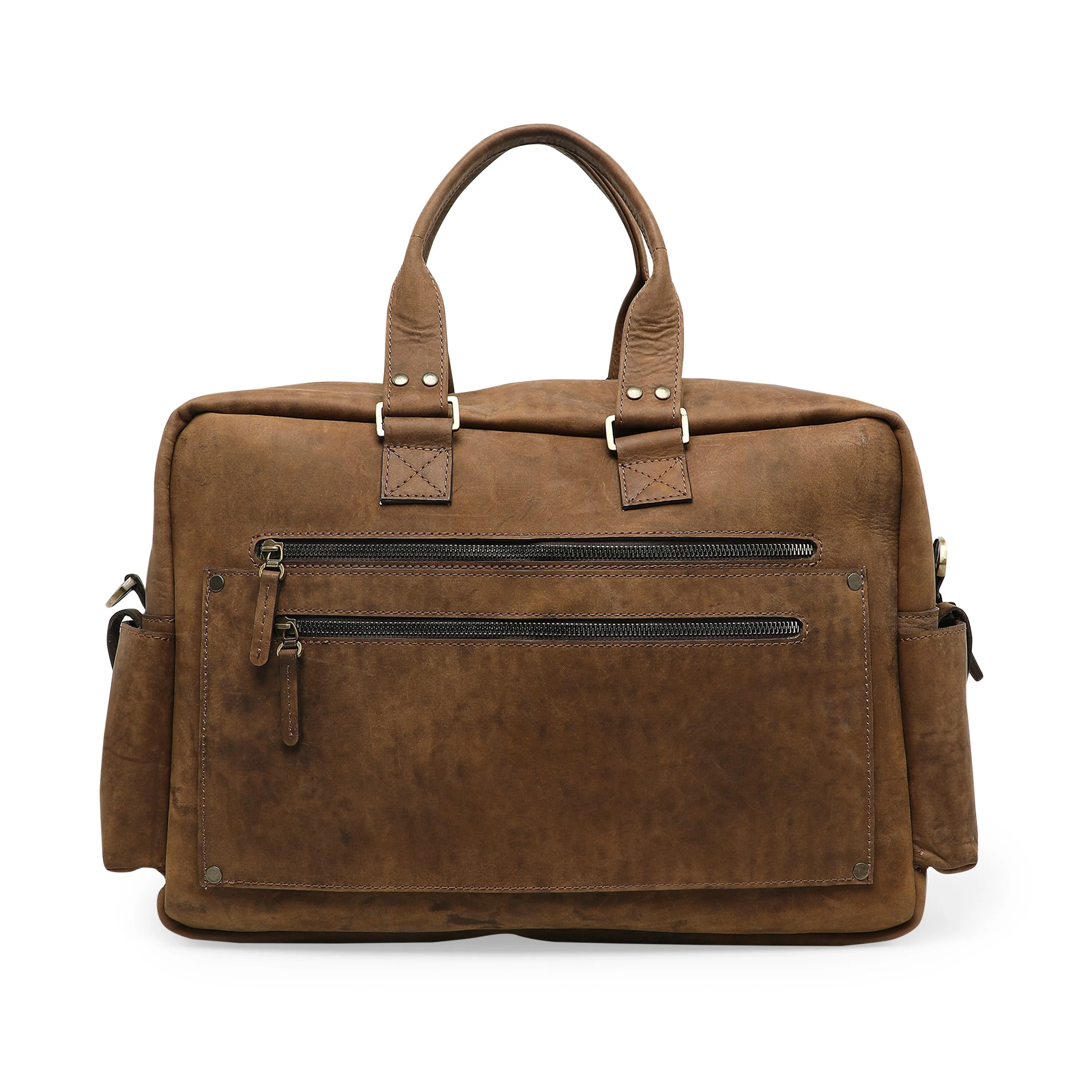 Richard Men's Genuine Leather Travel Bag - Tan