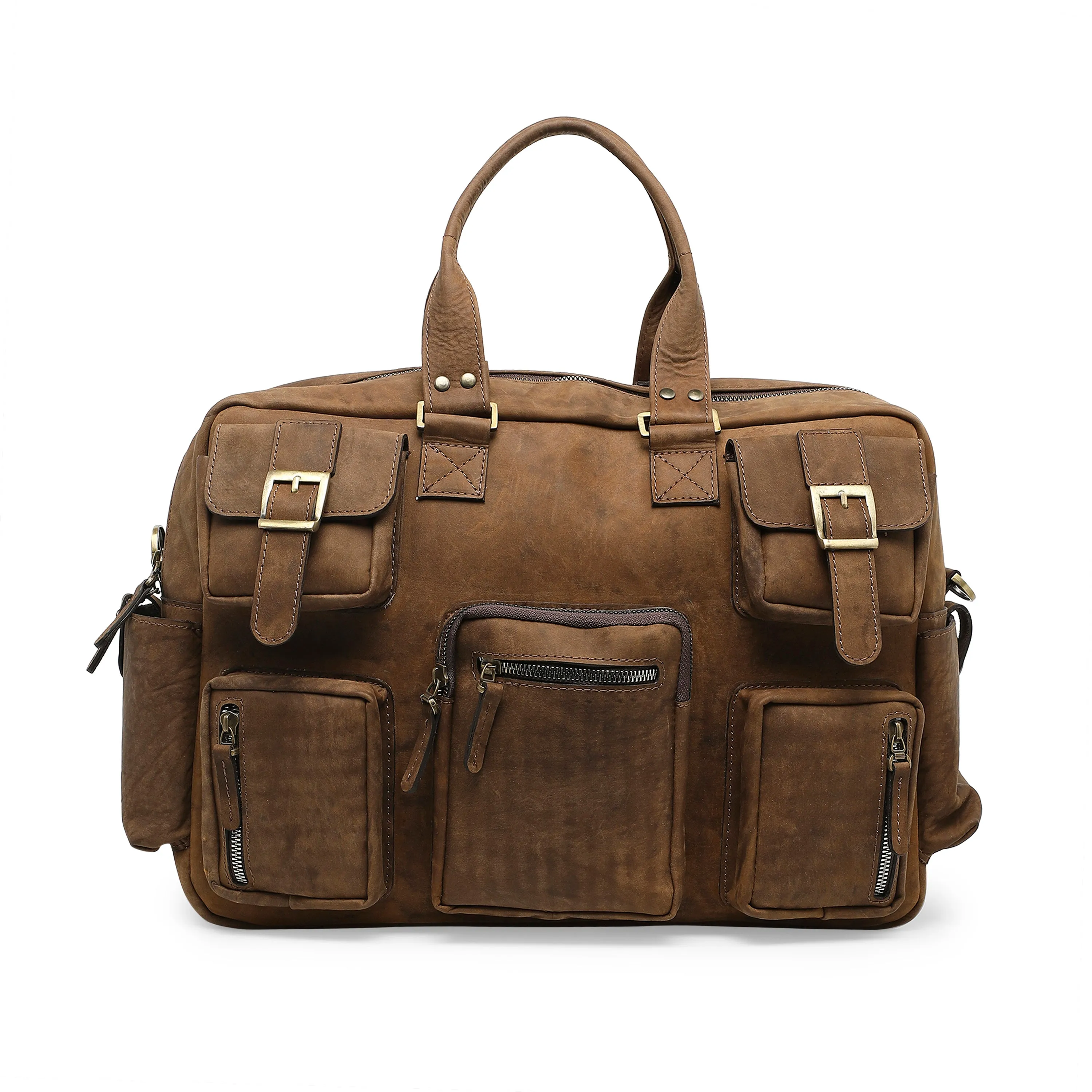 Richard Men's Genuine Leather Travel Bag - Tan