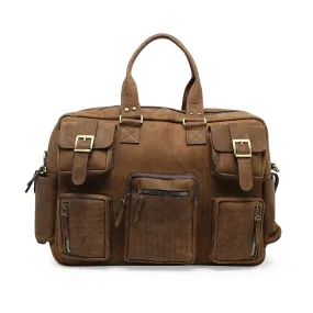 Richard Men's Genuine Leather Travel Bag - Tan