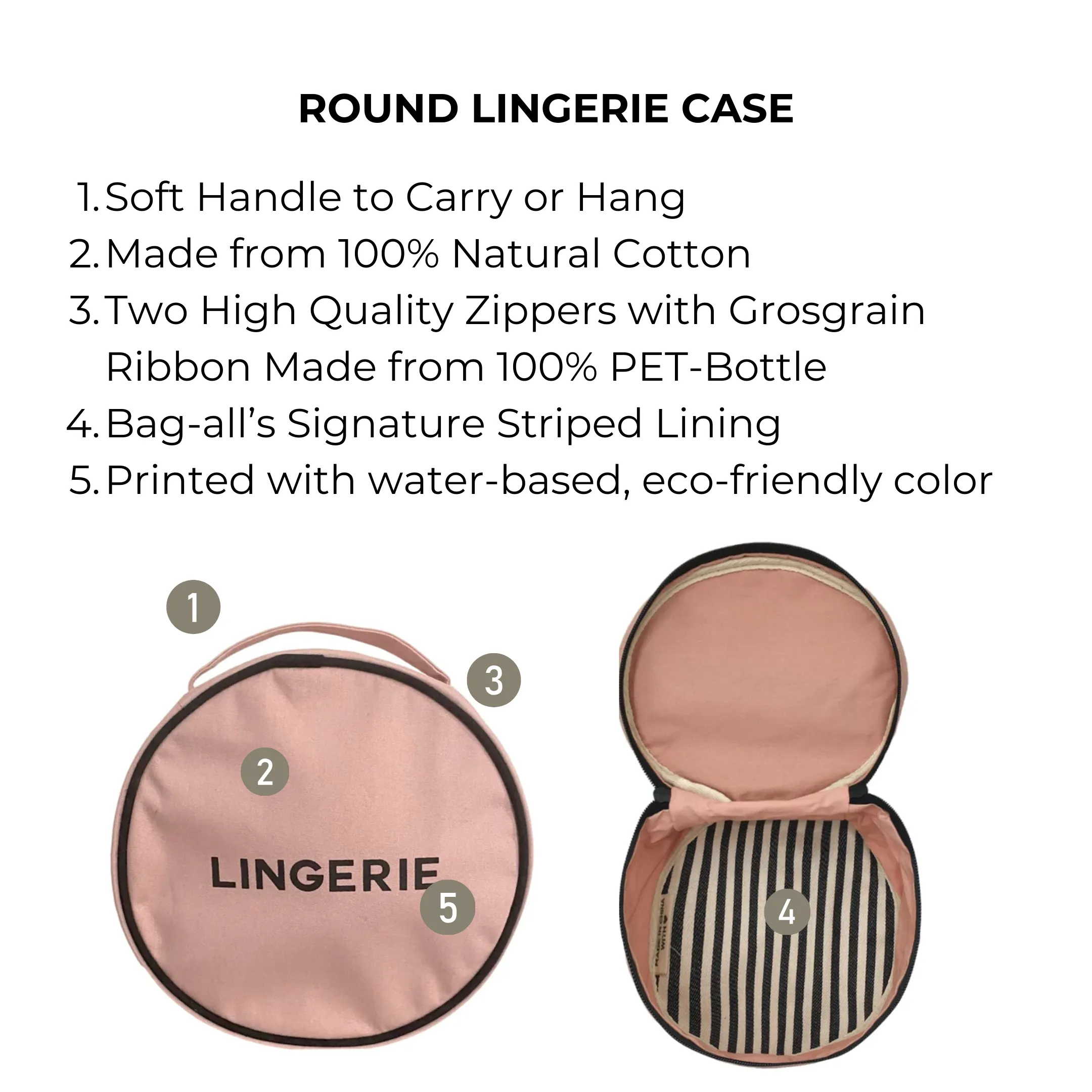 Round Lingerie Case, Pink/Blush