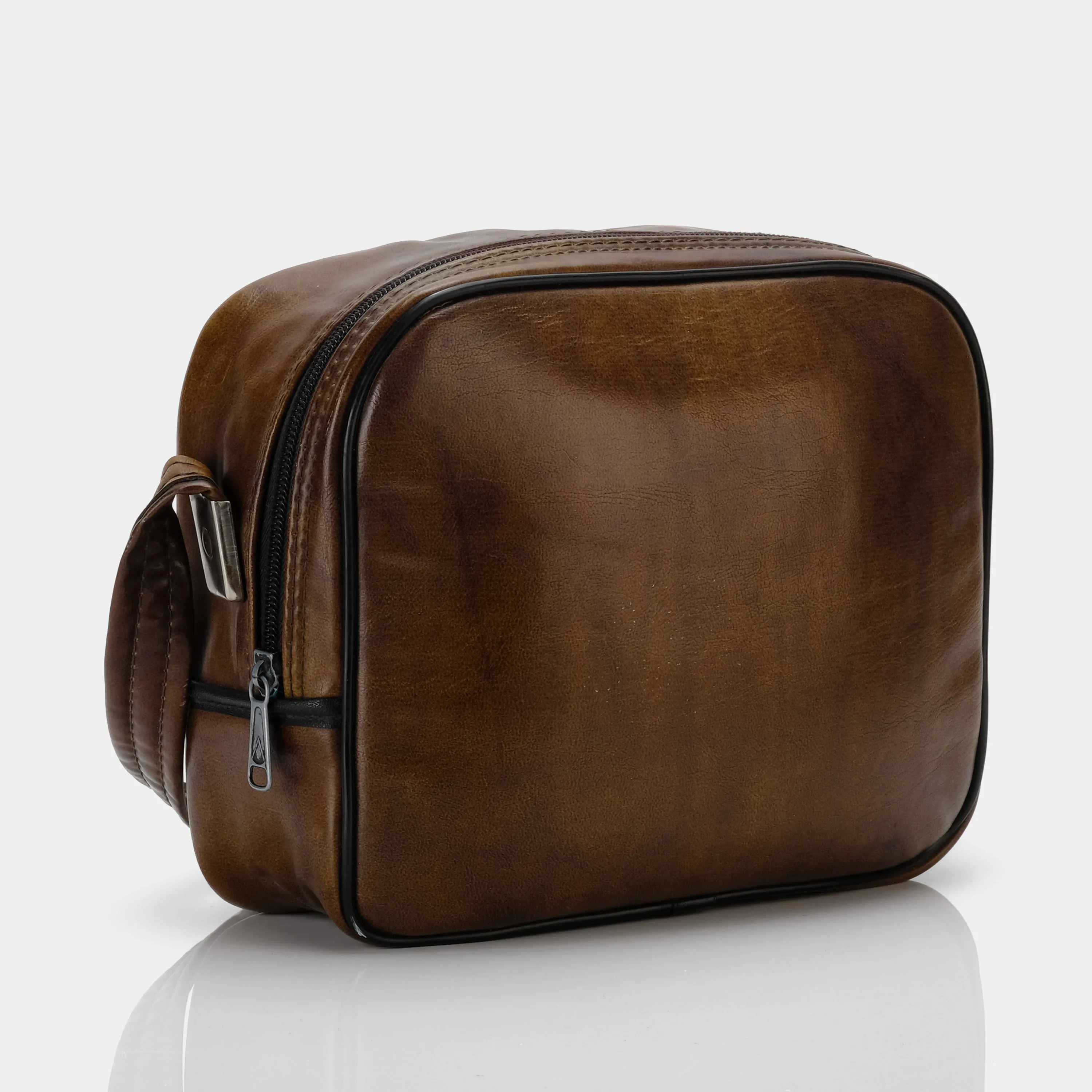 Rounded Brown Leather Camera Bag