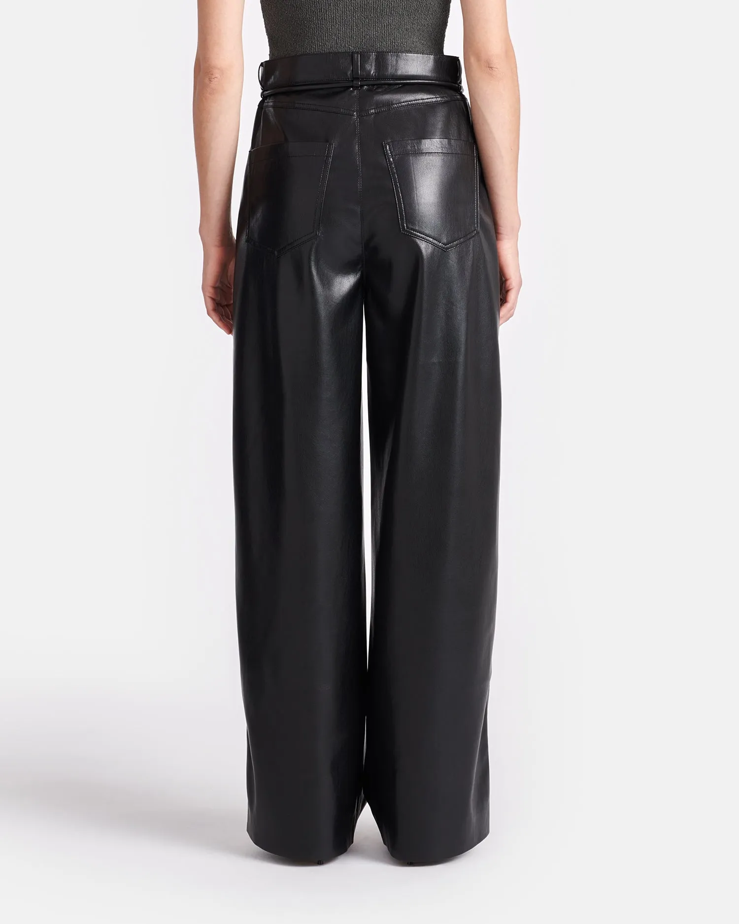 Sato - Belted Okobor™ Alt-Leather Pants - Black