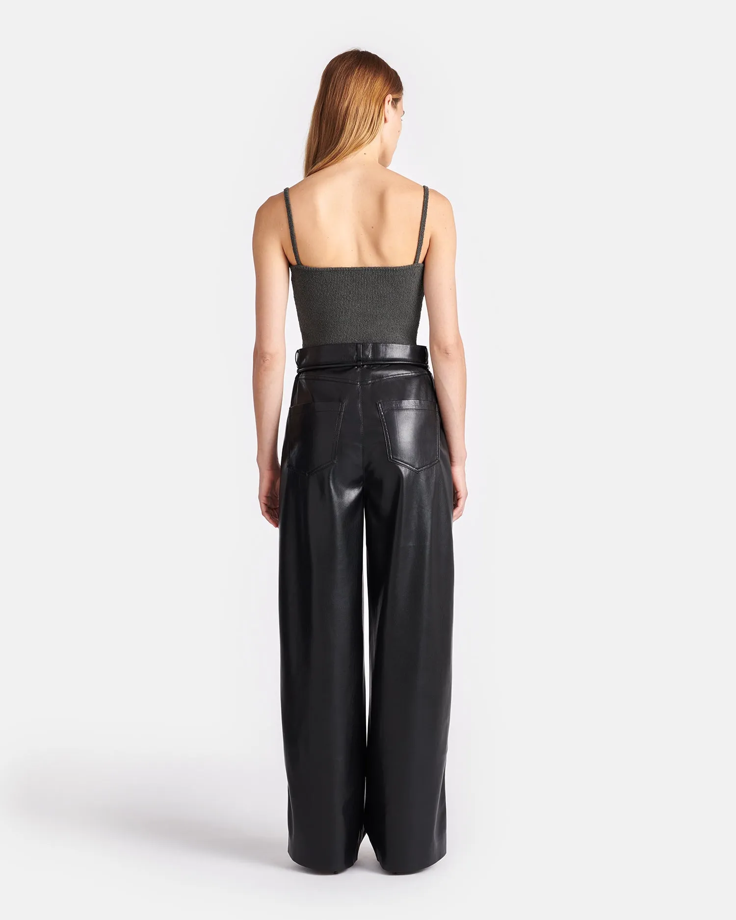 Sato - Belted Okobor™ Alt-Leather Pants - Black