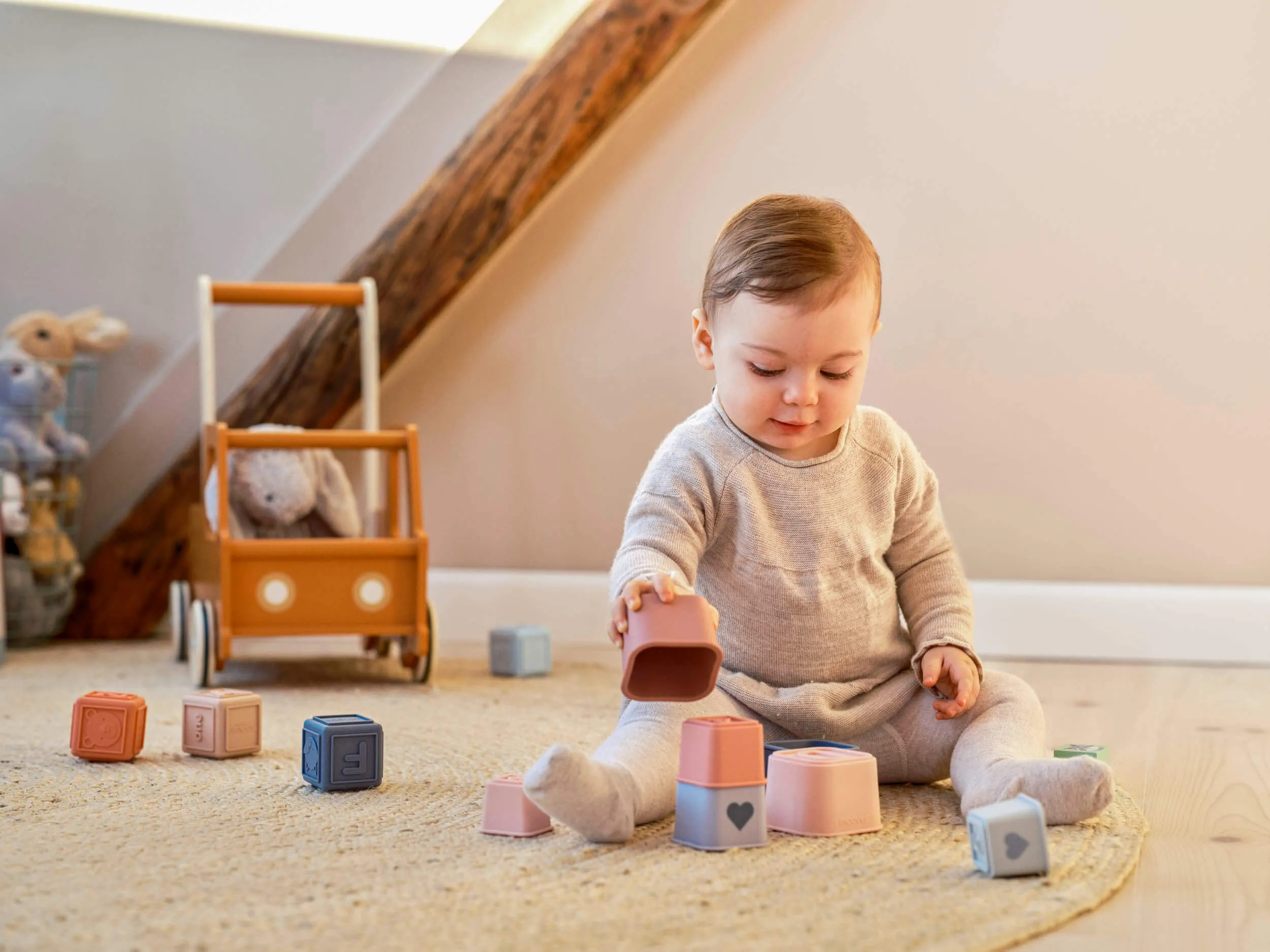 Silicone  Stacking Tower Pink