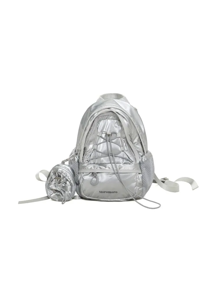 Silver Lightweight Drawstring Casual Backpack【s0000008621】