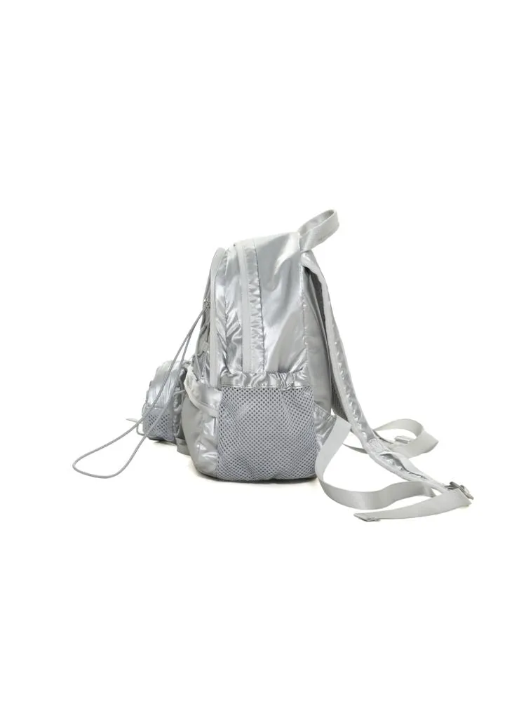 Silver Lightweight Drawstring Casual Backpack【s0000008621】