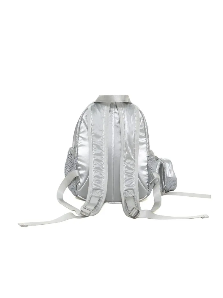 Silver Lightweight Drawstring Casual Backpack【s0000008621】