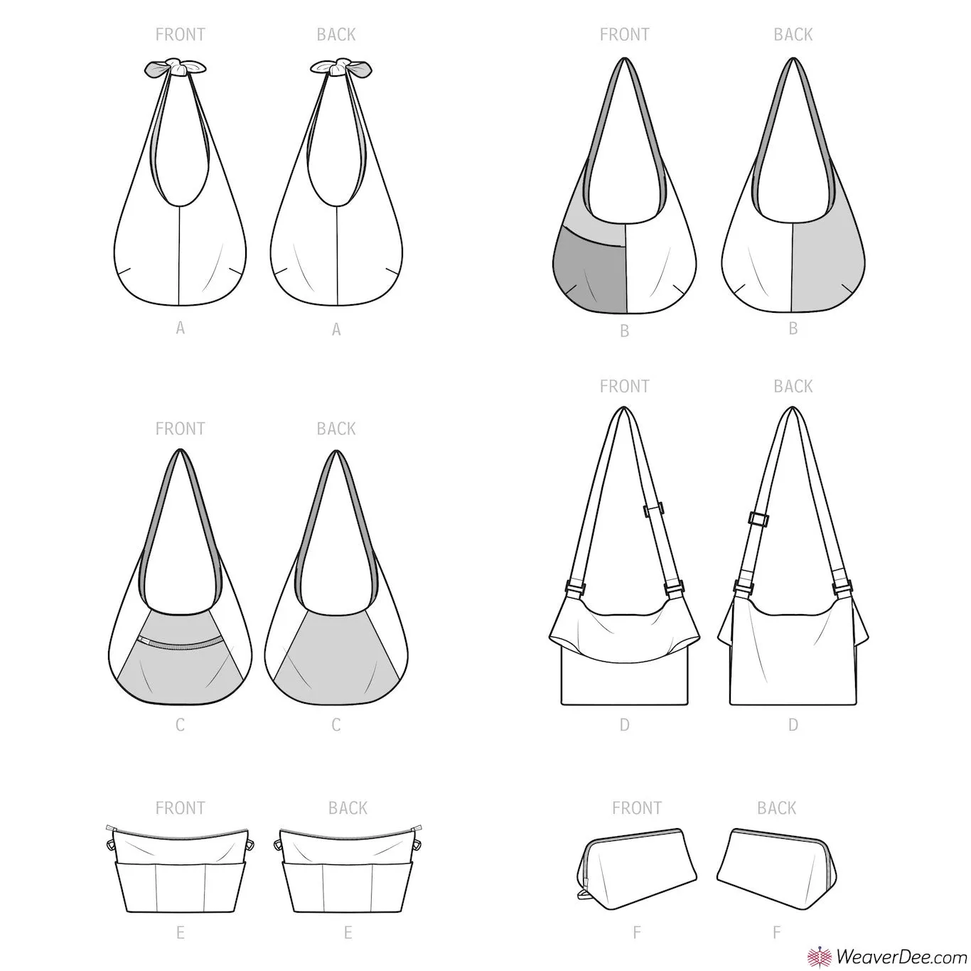 Simplicity Pattern S9563 Slouch Bags, Purse Organizer & Cosmetic Case