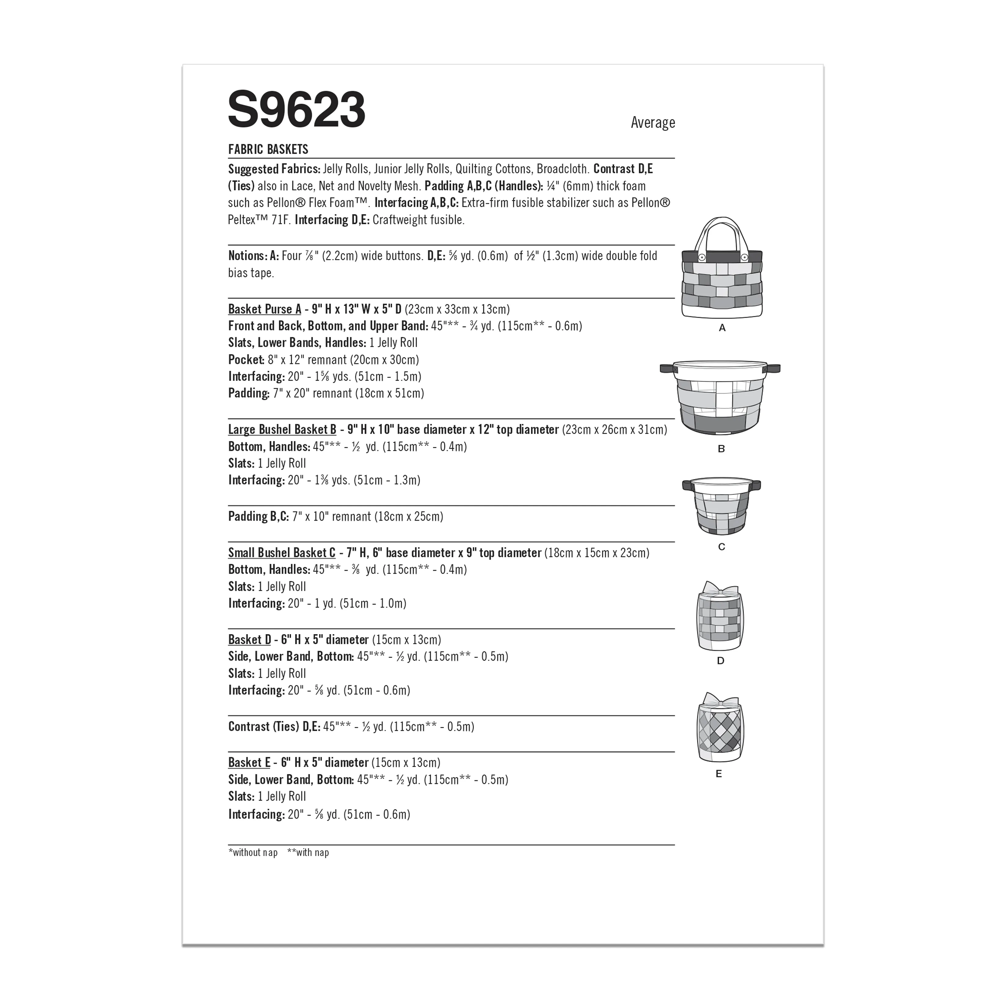 Simplicity Pattern S9623 Fabric Baskets